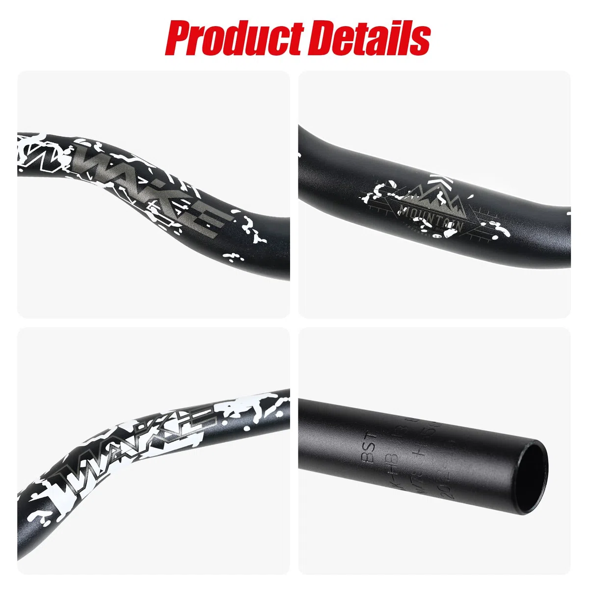 WAKE Manillares para Bicicleta 31,8mm*720mm Extra Largos Manillar Ancho Mangos de Aleación de Aluminio 55mm Riser Bar para MTB Ciclismo en Carretera (Negro)