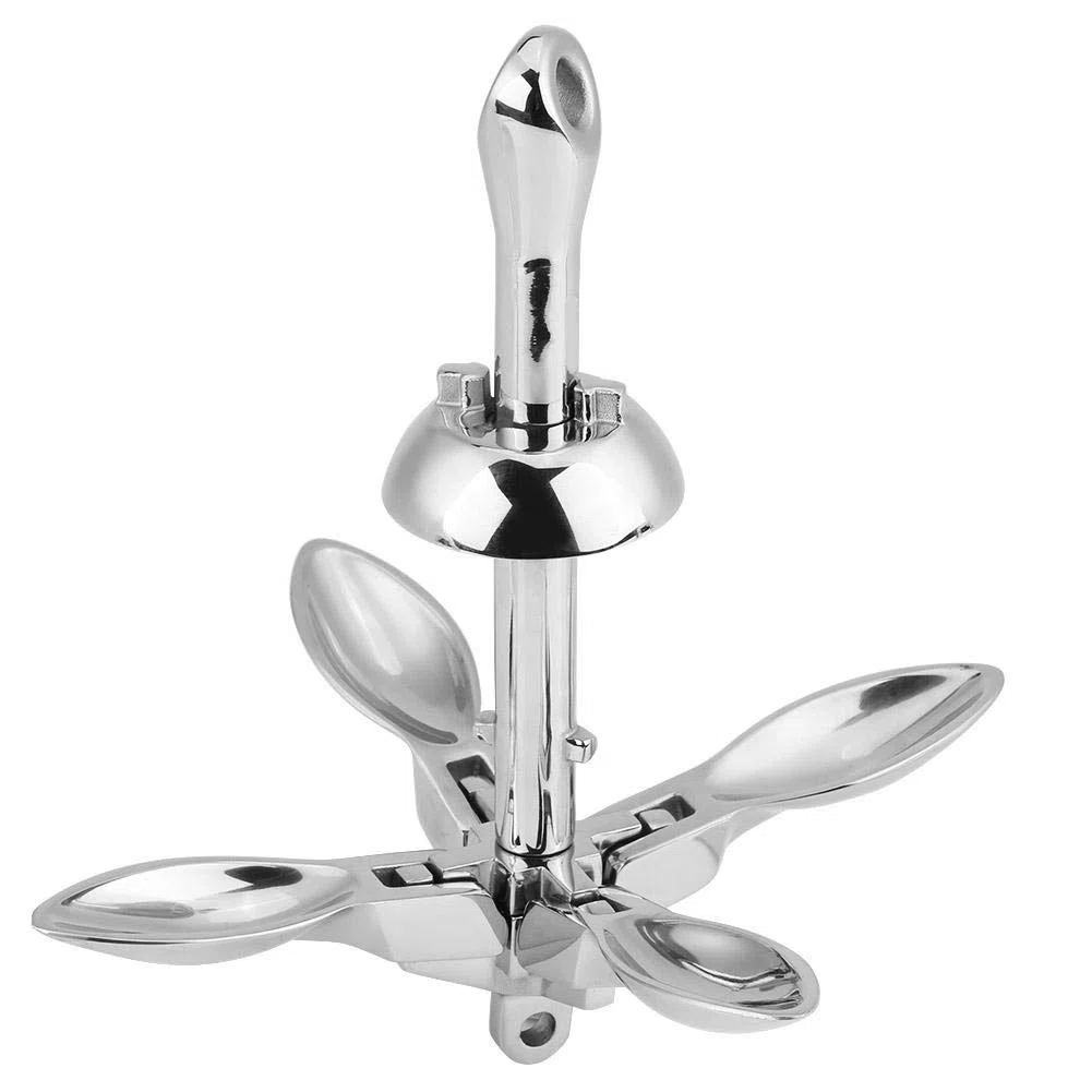 KIMISS Ancla Grapnel Plegable para Ba, 0.7KG Acero Inoxidable, Ancla para Emba ciones Pequeñas, Yate o Lancha, Diseño Compacto y Resistente