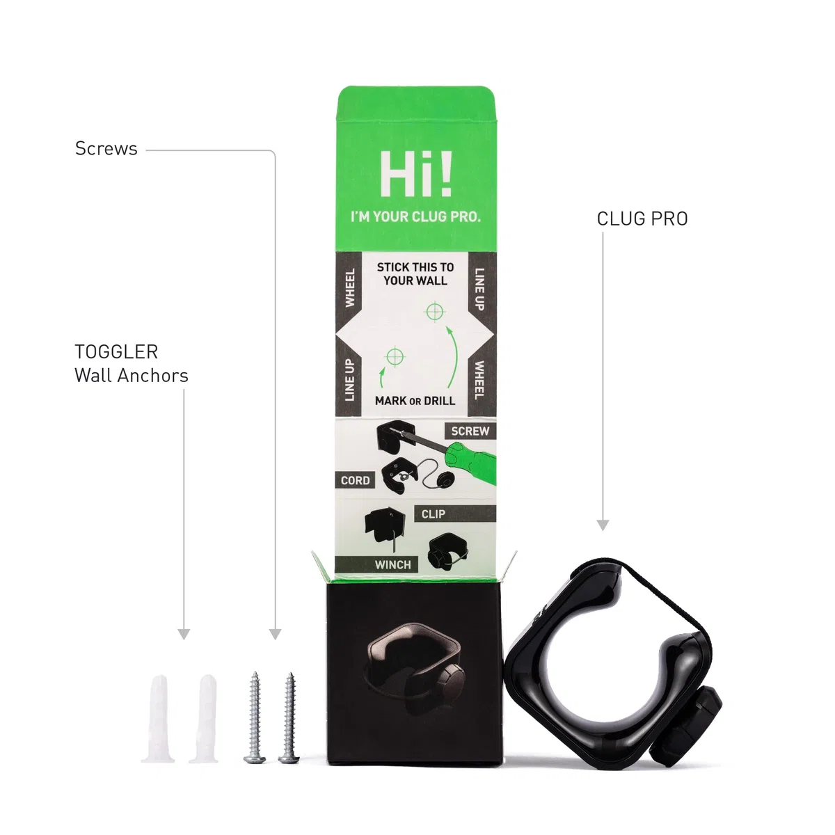 Hornit CLUG Pro Soporte de Pared para Bicicleta | Gancho de Bicicleta | Almacenamiento de Ciclo | Con Correa FIDLOCK | 5 Tamaños | Fácil de Instalar