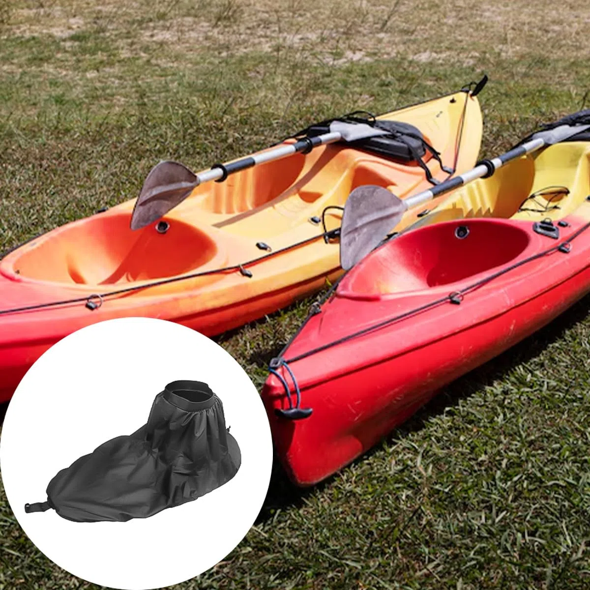 Falda de kayak ajustable universal, impermeable, para cabina, canoa, surf, kayak, cubierta protectora negra, accesorio para remo, equipo para deportes acuáticos al aire libre.