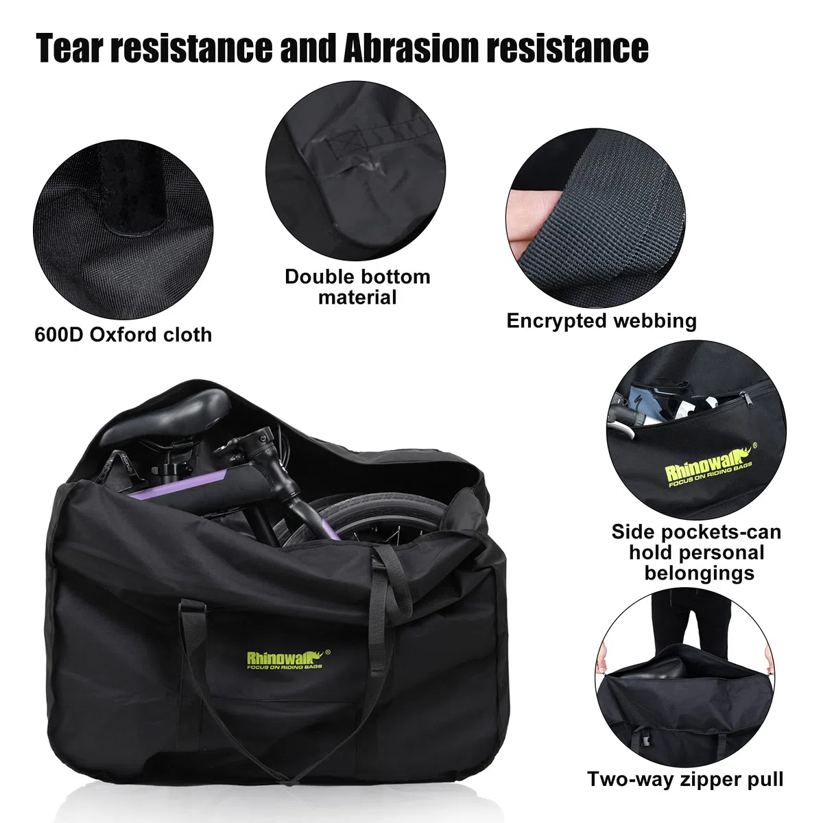 UBORSE Bolsa de Transporte Plegable para Bicicleta Impermeable Bicicleta Funda Transporte Bolsa de Almacenamiento para Bicicletas de Viaje de 20 Pulgadas Bolsa para Bicicleta
