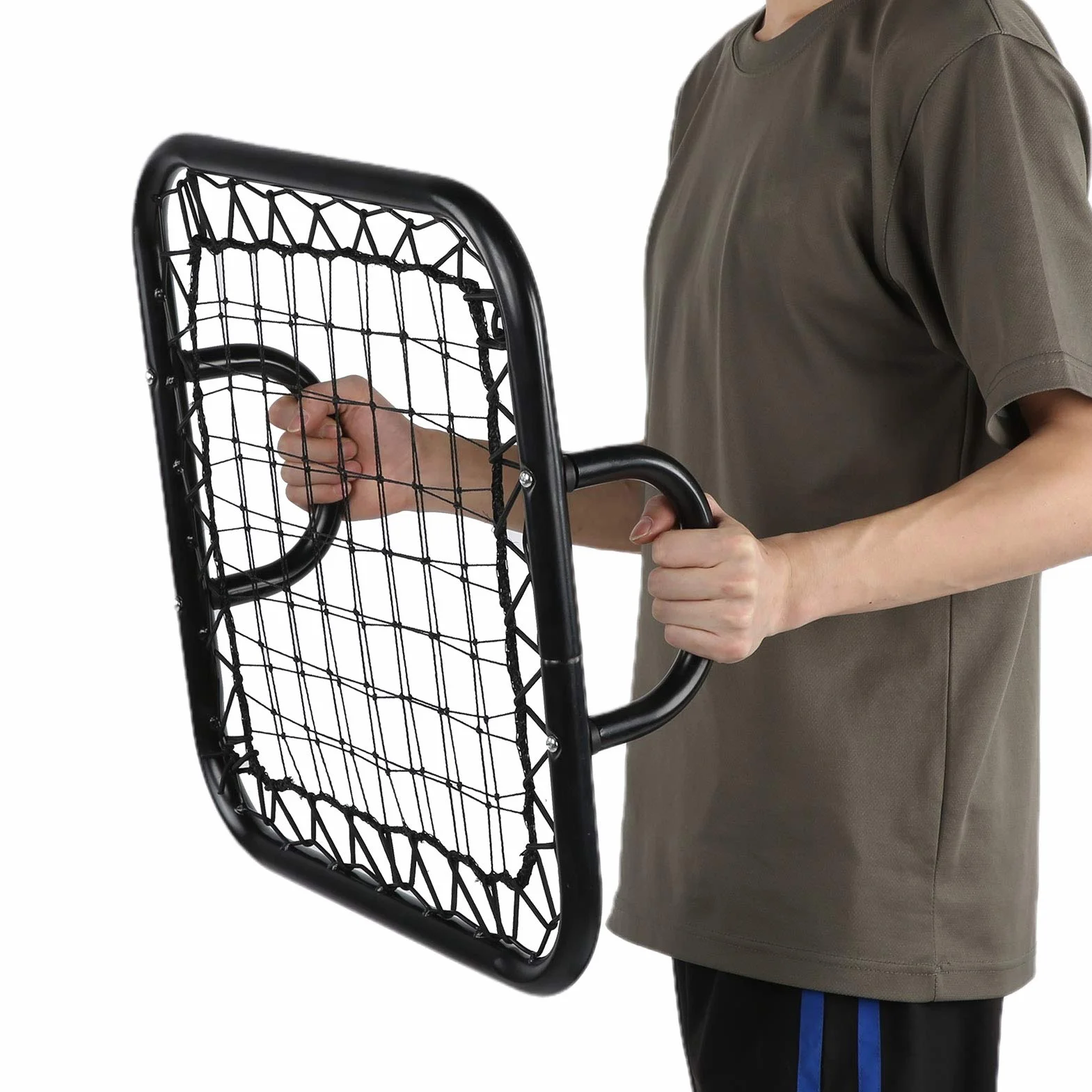Rebotador de Fútbol Portátil, Equipo de Entrenamiento de Portero de Tamaño Pequeño con Diseño Desmontable y Tornillos de Acero Inoxidable, para Puerta de Fútbol Negro 50x50x12cm
