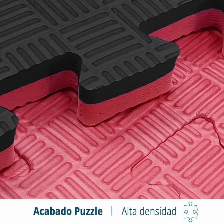 Artatami® Tatami Puzzle 1x1x40 mm Rojo - Negro【1 Unidad】 Profesional Alta Densidad EVA – Tatami 4 cm para Judo, BJJ, MMA y Lucha – Suelo Artes Marciales Antideslizante Premium