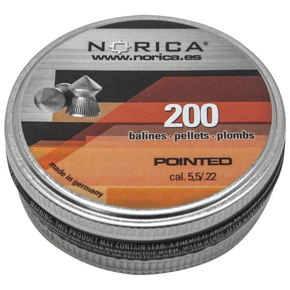 Pack 1000 Balines perdigones Norica Pointed Calibre 5.5 / .22 [5 latas de 200 perdigones]