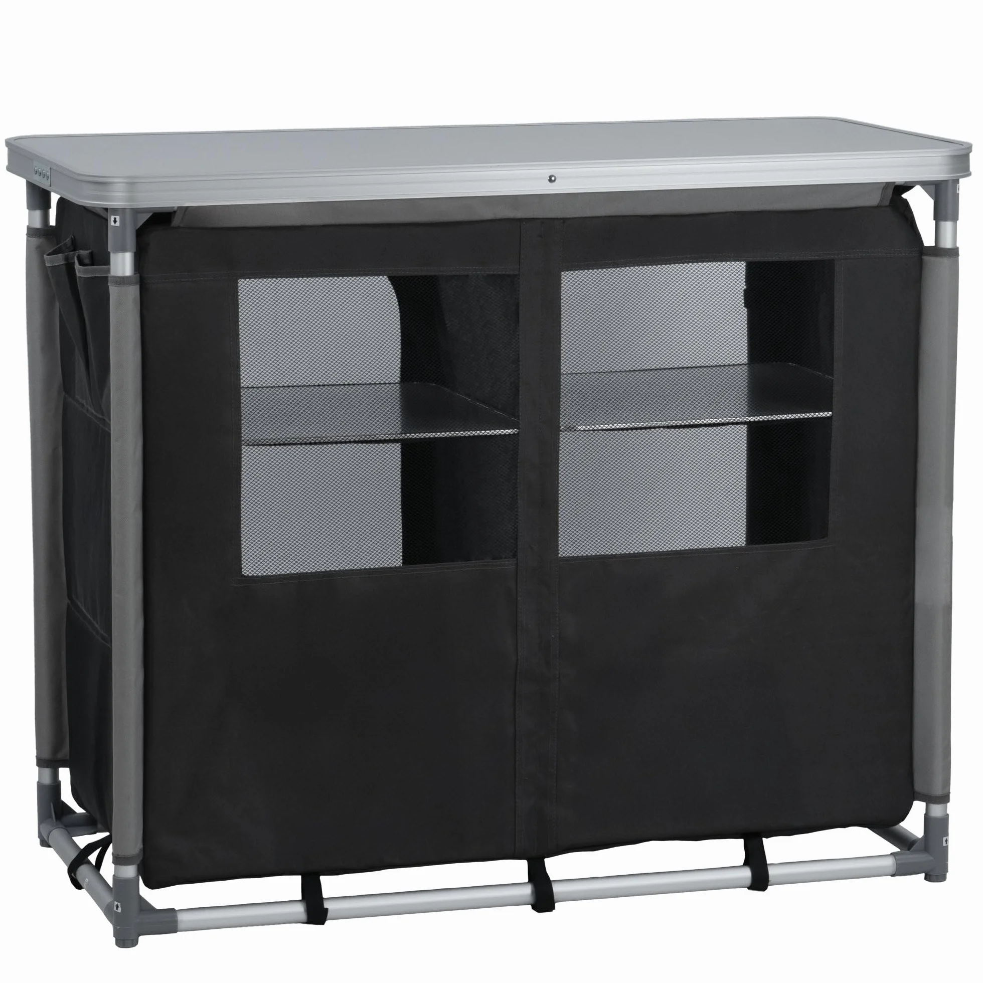 Armario para cocina de acampada con estructura de aluminio de CampFeuer, aprox. 102 cm (l) x 47 cm (an.) x 82 cm (a)
