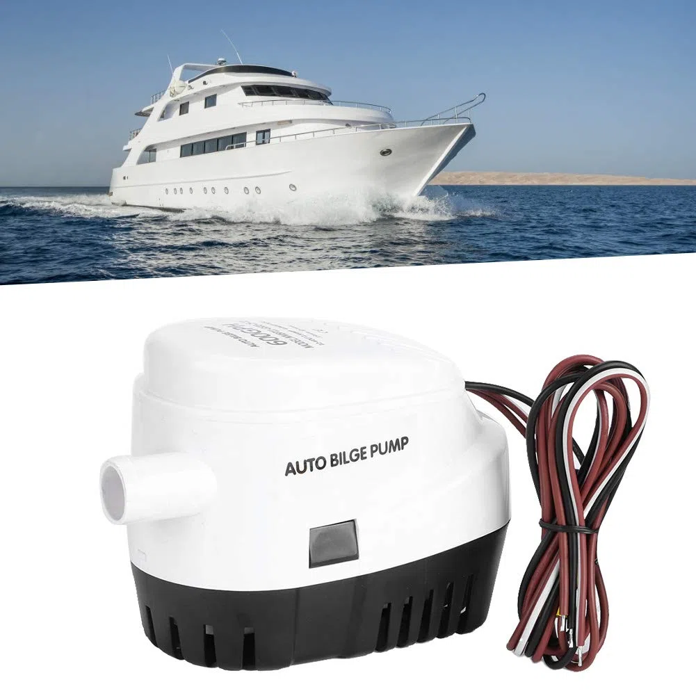 Bomba de Achique Automática 12V 600 GPH - Bomba de Descarga de Agua Marina Compacta con Protección contra Ignición