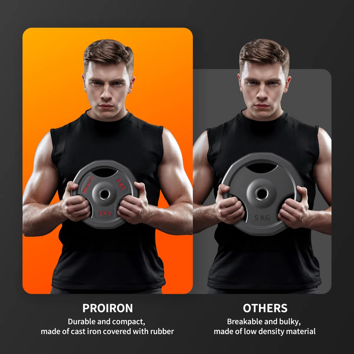 PROIRON Discos Pesas, Orificio Ø30mm - Discos de Pesas de Hierro Fundido Placas de Pesas Recubierta de Goma para Barra o Mancuernas Fitness en Gimnasio Casa, 4 * 1.25KG