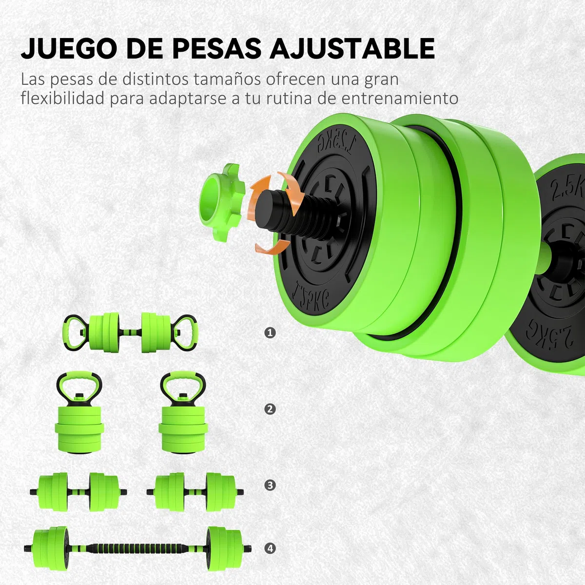 SPORTNOW Juego de Mancuernas Ajustables 4 en 1 20kg a 30kg, Juego de Pesas como Kettlebell, Barra, Mancuernas o Soporte para Flexiones, Equipo de Fitness para Hombres y Mujeres, Casa Gimnasio