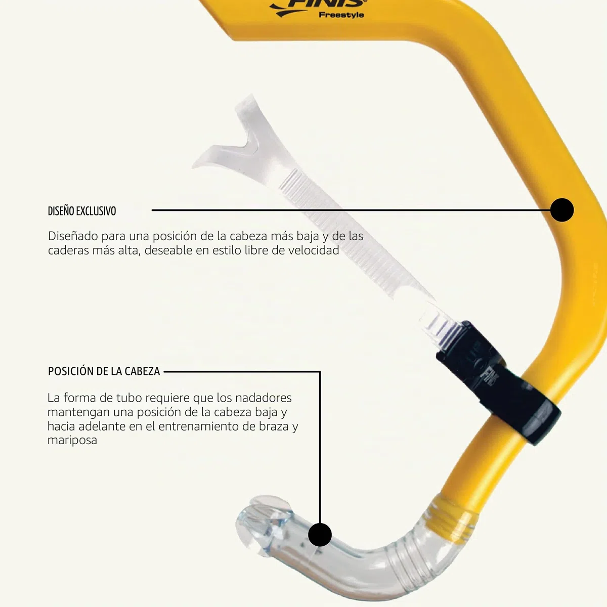 Finis - Tubo de respiración para natación freestyle, color amarillo