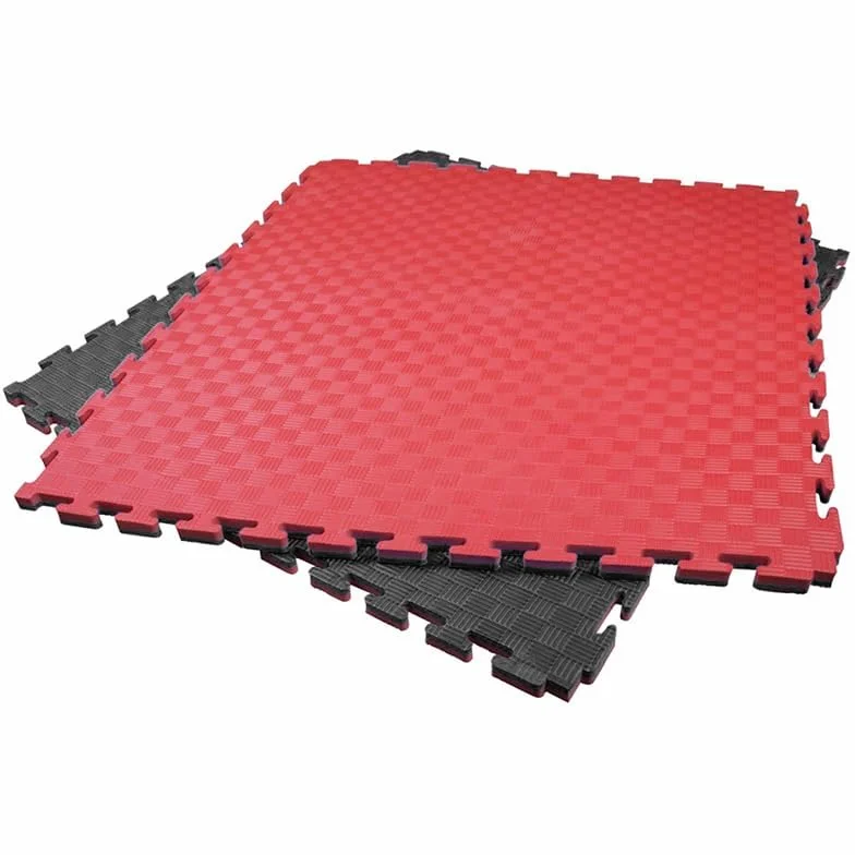 Artatami® Tatami Puzzle 1x1x40 mm Rojo - Negro【1 Unidad】 Profesional Alta Densidad EVA – Tatami 4 cm para Judo, BJJ, MMA y Lucha – Suelo Artes Marciales Antideslizante Premium