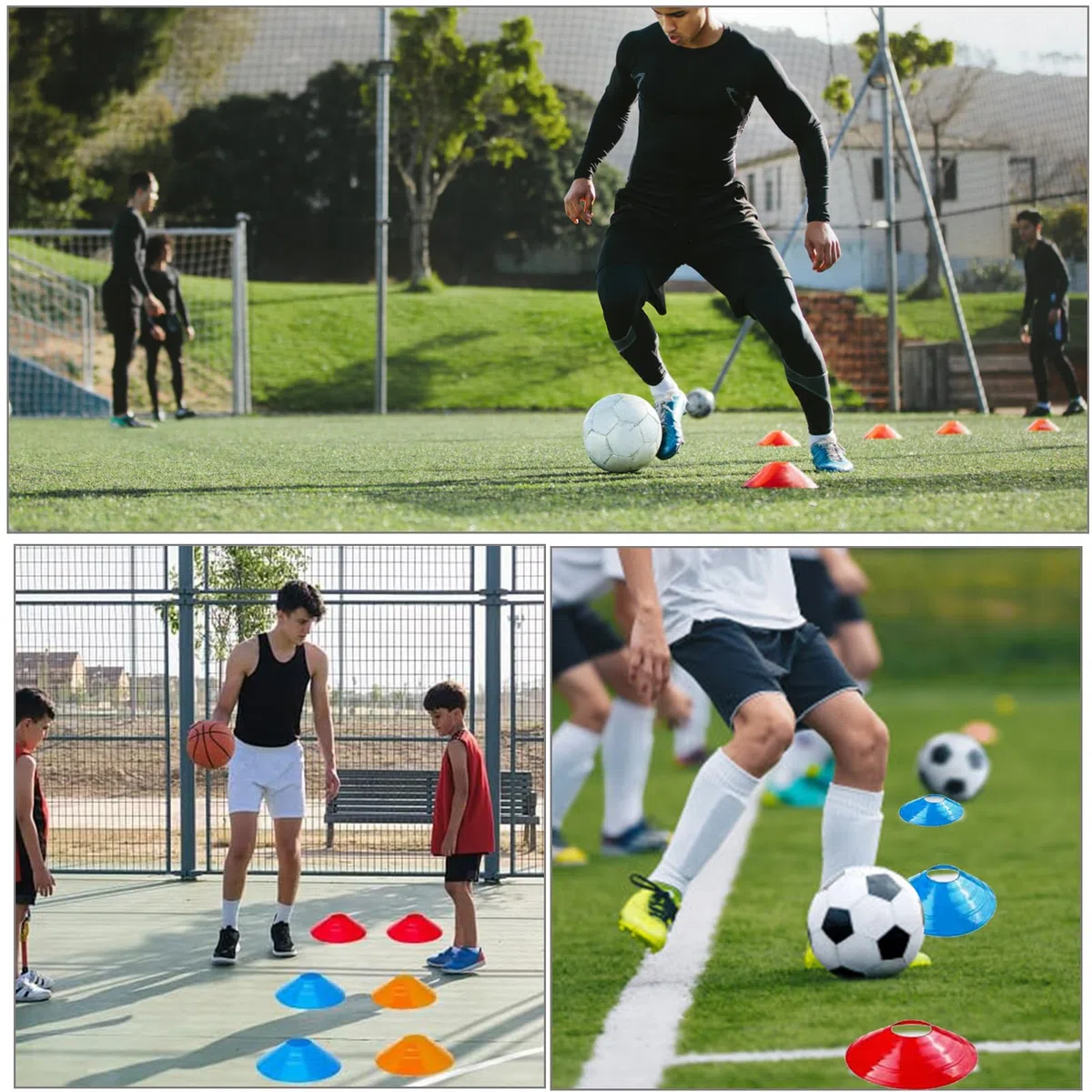 Escalera de Entrenamiento de Agilidad Futbol 6M, Accesorios de Entrenamiento de Fútbol para Velocidad y Agilidad con 10 Conos y 4 Postes, Coordinación Escalera de Entrenamiento para Niños y Adultos