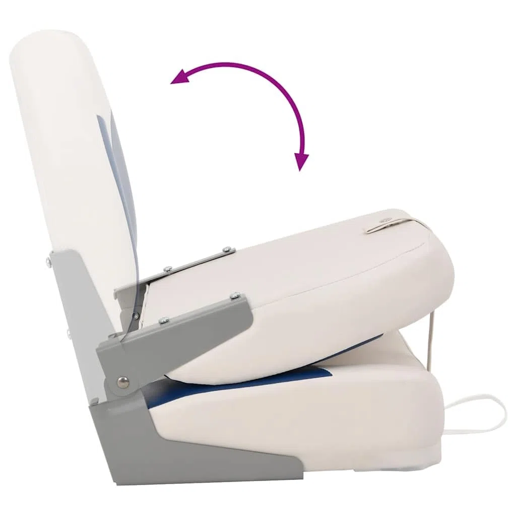 vidaXL Asiento Plegable para Barco 1 Juego con cojín Blanco y Azul, Silla de Barco, Asiento de Barco de capitán, Silla de Barco Plegable