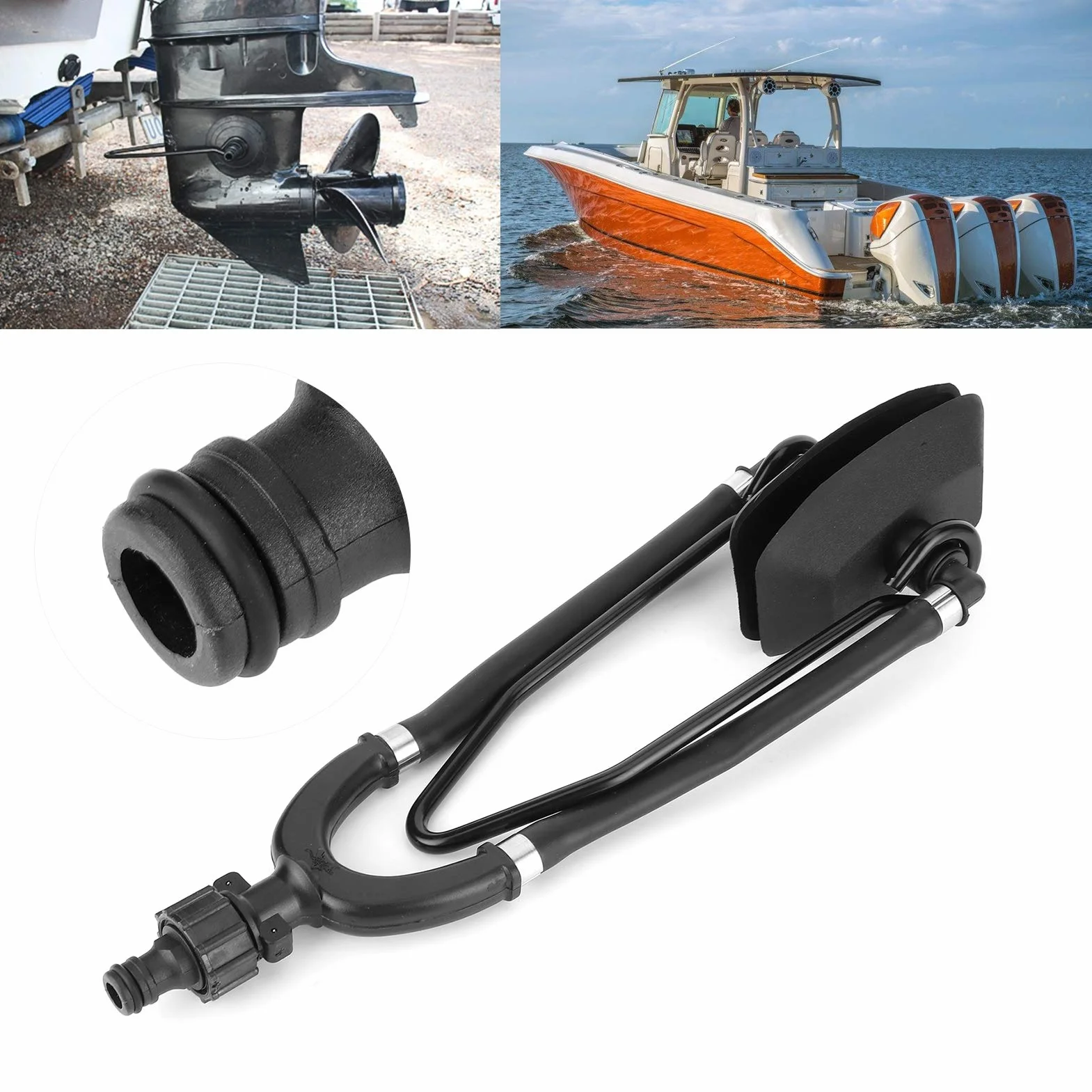 Enjuague de Motor Marino, Motor de Barco Fuera de Borda, Enjuague de Agua, Doble Alimentación, Orejeras Rectangulares Grandes, Conexión Rápida, Kit de Uso Marino, Accesorios para