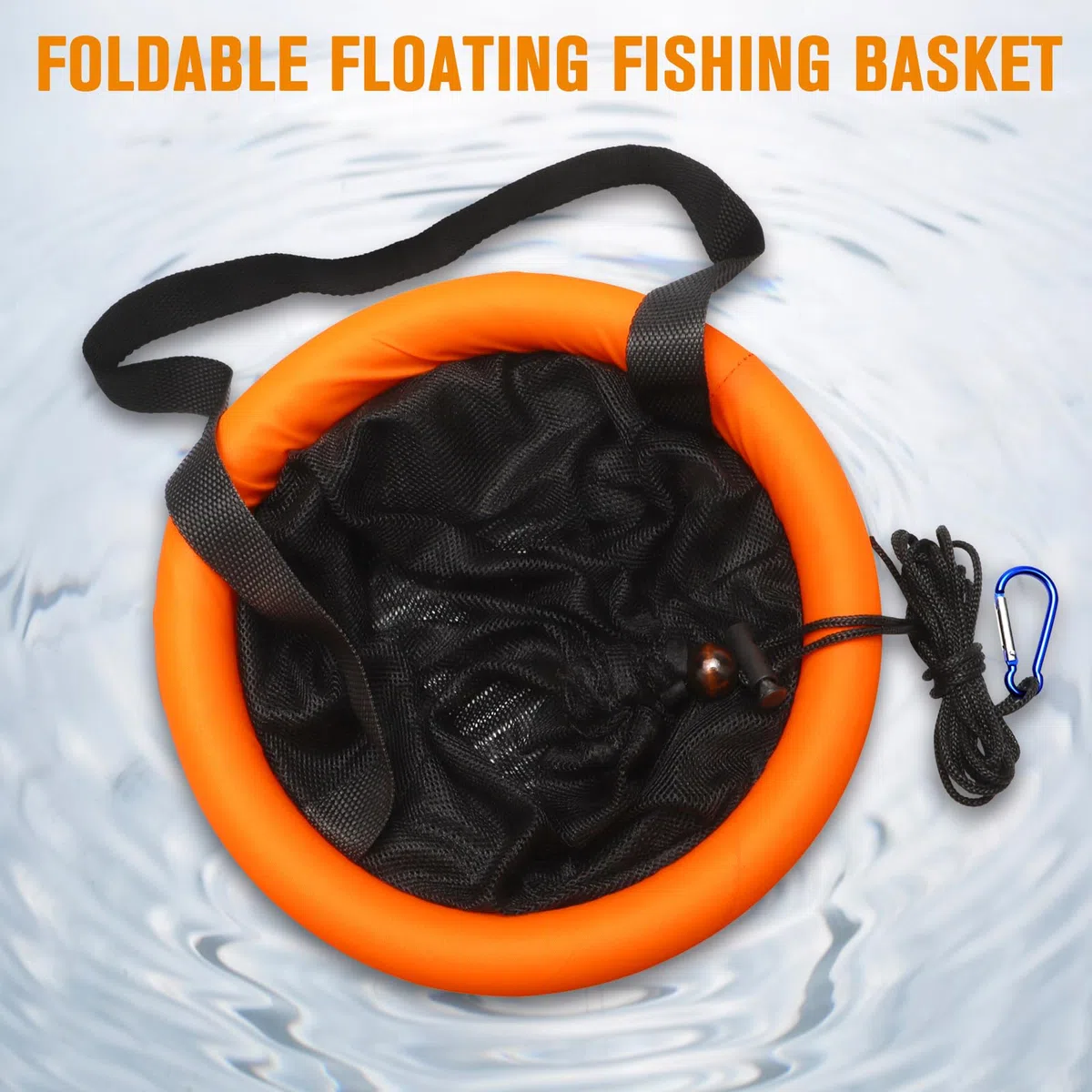 Dovesun Cesta Flotante de Pesca Red Plegable Portátil de Malla de Nylon Recubierta Jaula de Almacenamiento de Cebo para Conservar Cangrejos Pececillos Sanguijuelas y Otros Cebos Vivos