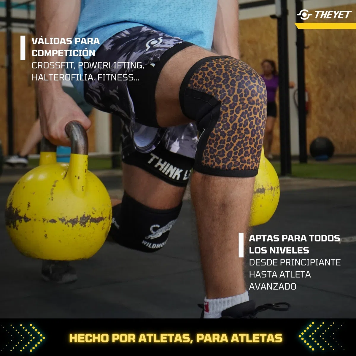 Theyet Rodilleras CrossFit Compresión Neopreno 7mm Reversibles Animal Print Par | Soporte Ajustable Mujer Protecciones deportivas Rodilla | Gimnasio Powerlifting Halterofilia Fitness Gym (M)