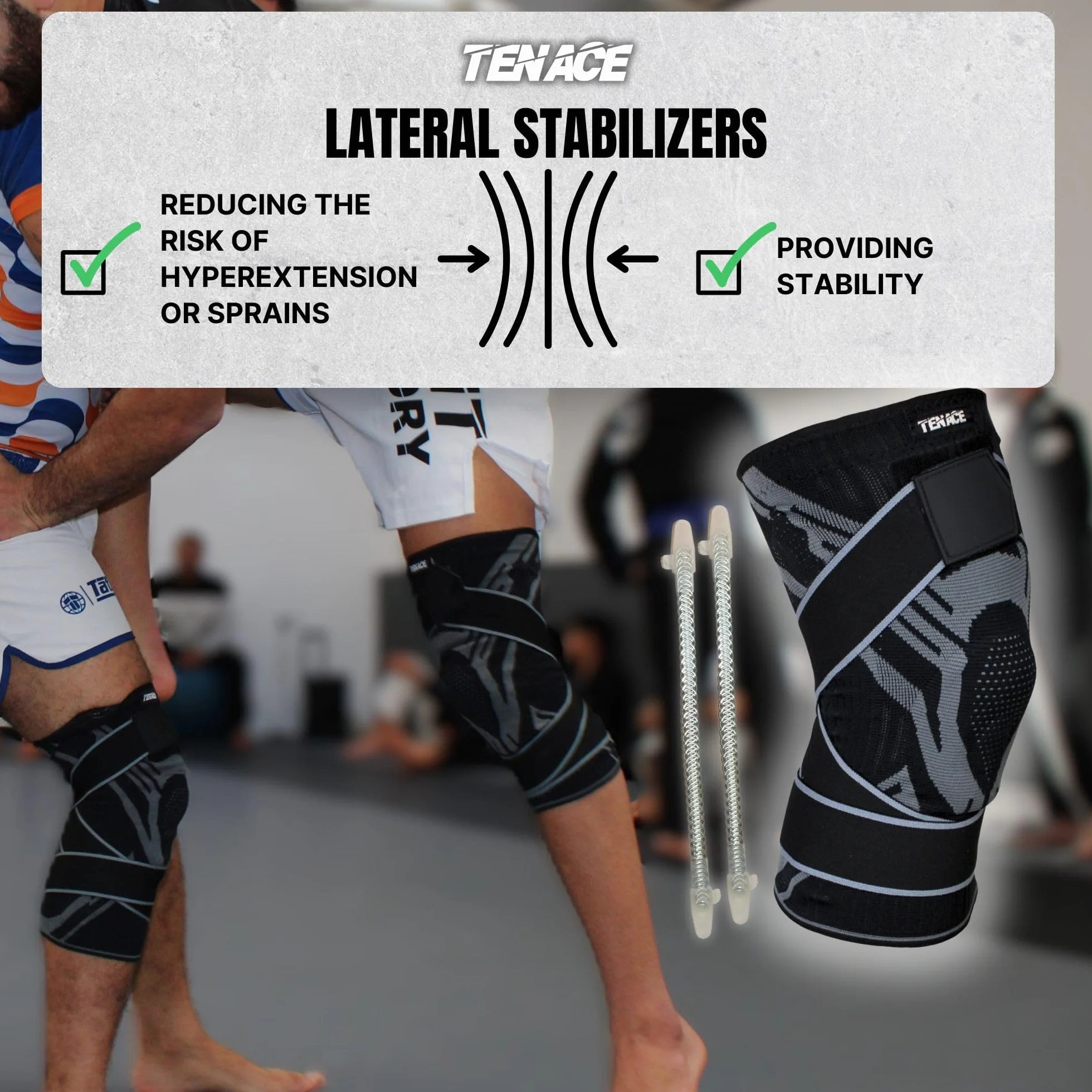 Tenace Rodillera Jiu Jitsu, Grappling - Protección Rodillas de Compresión y Acolchado MMA, BJJ, Muay Thai, Judo - Alta Durabilidad y Rendimiento Unisex (1, Negro, X-Large)