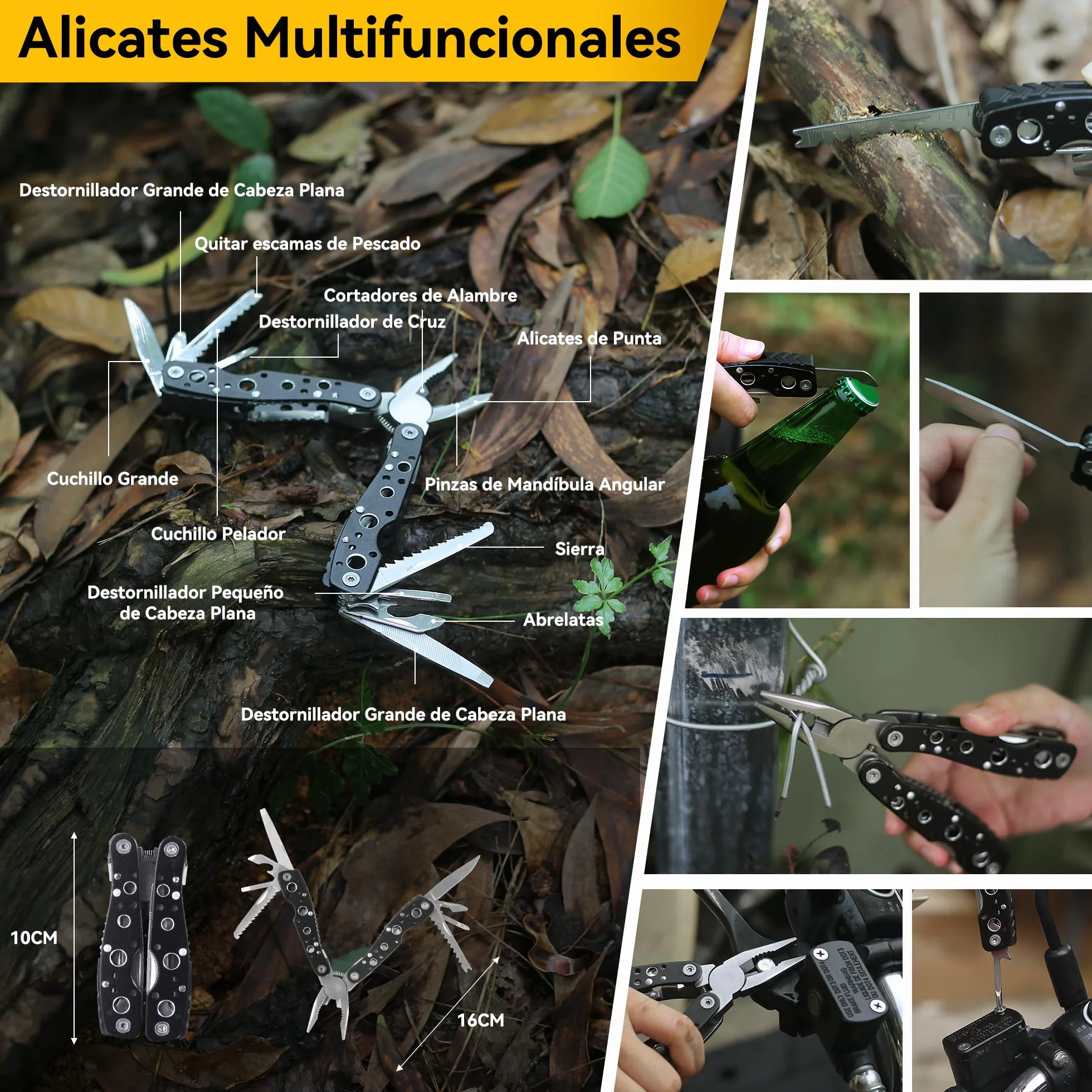 14 en 1 Multifuncional Kit de Supervivencia Bolsa - Profesional Paquete de Herramientas con Manta de Emergencia para Viajar Caminar Acampar al Aire, Montañismo,Senderismo,Caza, Apagón