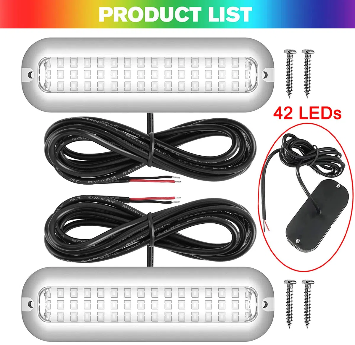 Greluma 2Pcs 42LED luces LED subacuáticas para barcos,pontones marinos Luz submarina para barcos,luces de cubierta para barcos de acero inoxidable IP68 a prueba de agua Luces de pesca de popa LED-Azul