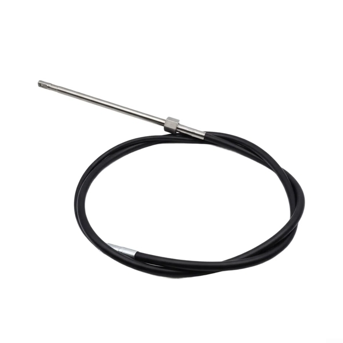 Cable de dirección de barco de grado marino, kit de timón fuera de borda giratorio para funda para pesca lanchas inflables negro (12 pies)