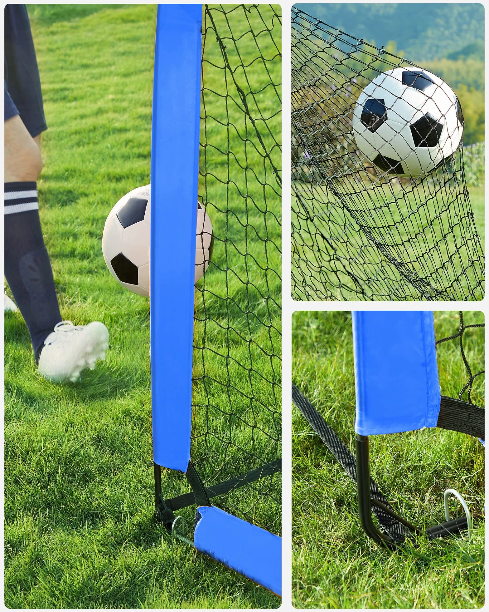 SONGMICS Porterías de Fútbol Plegables para Niños, Fibra de Vidrio Elástica, Tela Oxford, Juego de 2