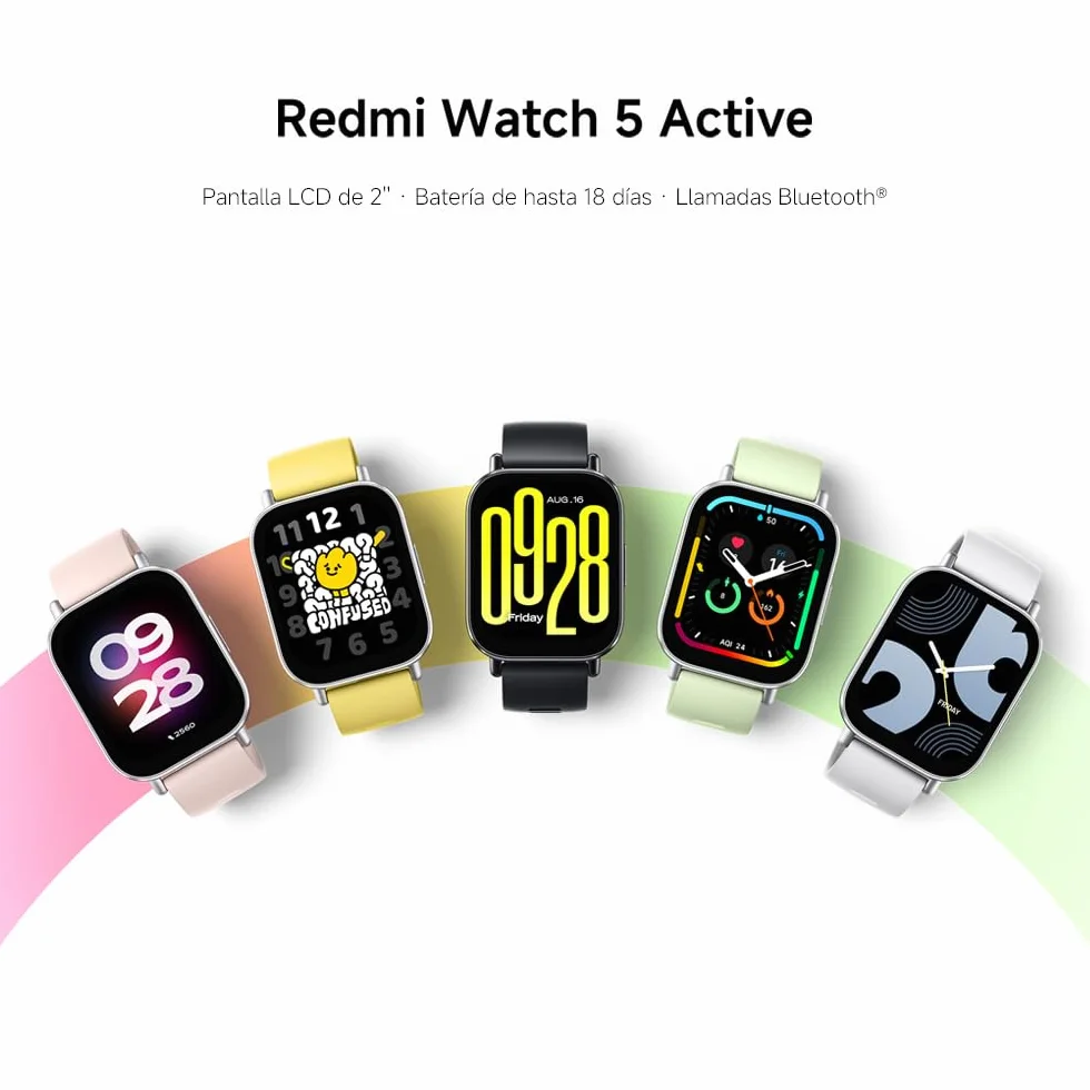 XIAOMI Redmi Watch 5 Active, Llamadas Bluetooth, Pantalla LCD 2 Pulgadas, Monitor Frecuencia Cardíaca, 140 Modos Deportivos, Negro