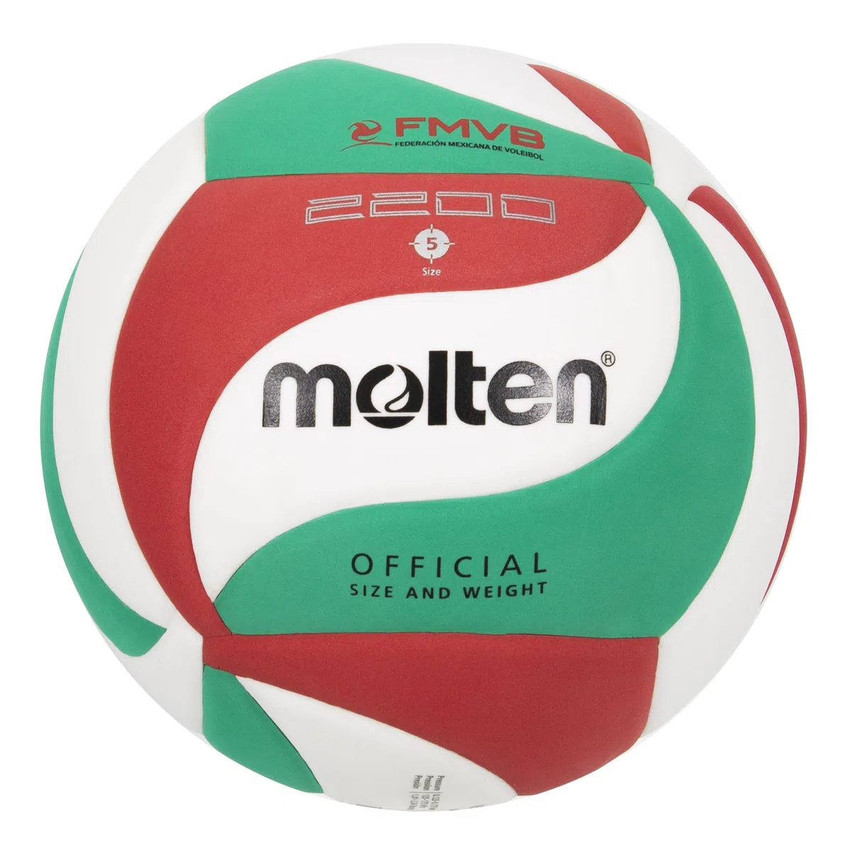 Molten VM2200 Balón de Voleibol White/Green/Red 5