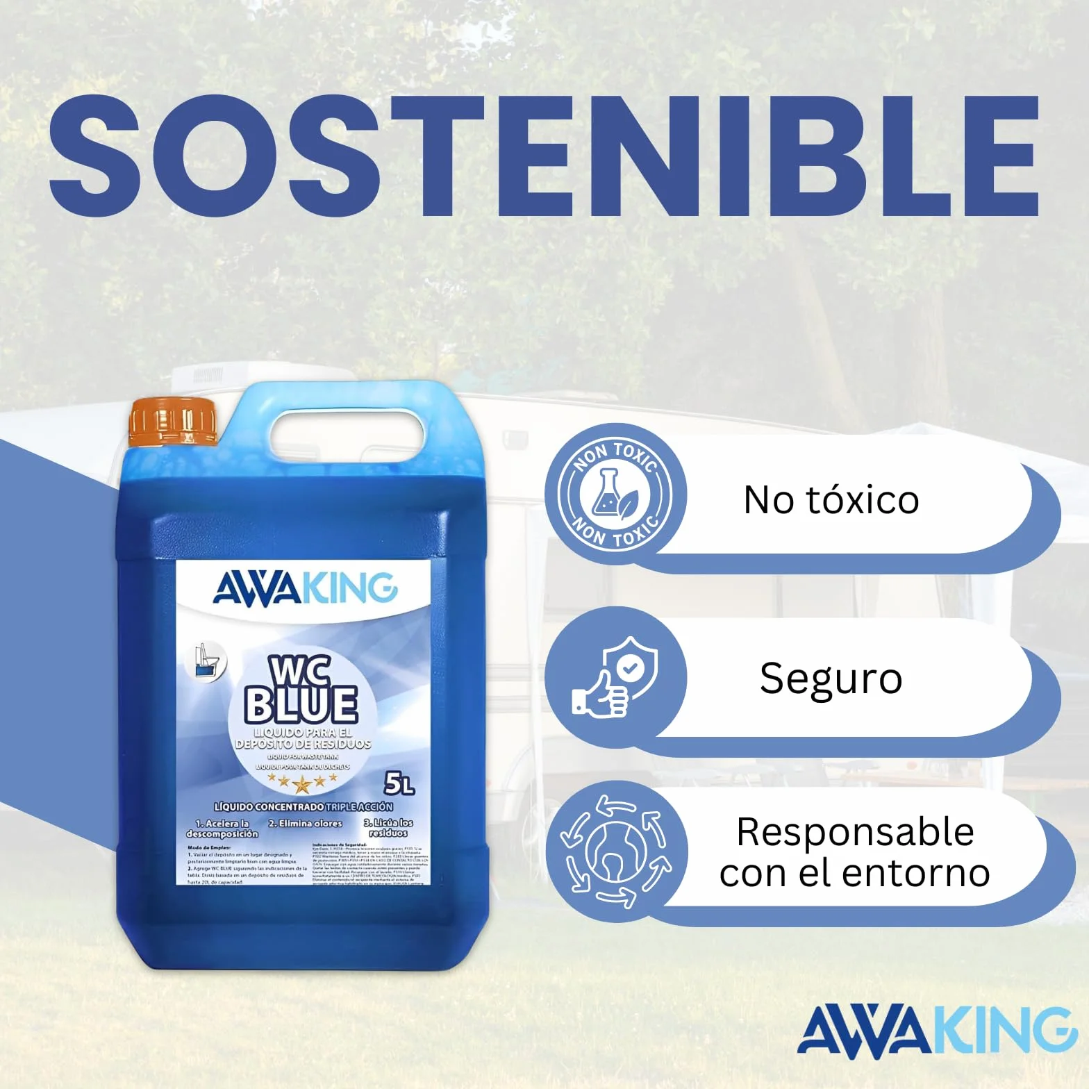 AWAKING Liquido WC Quimico Blue 5L do wc portatil, autocaravana y camper