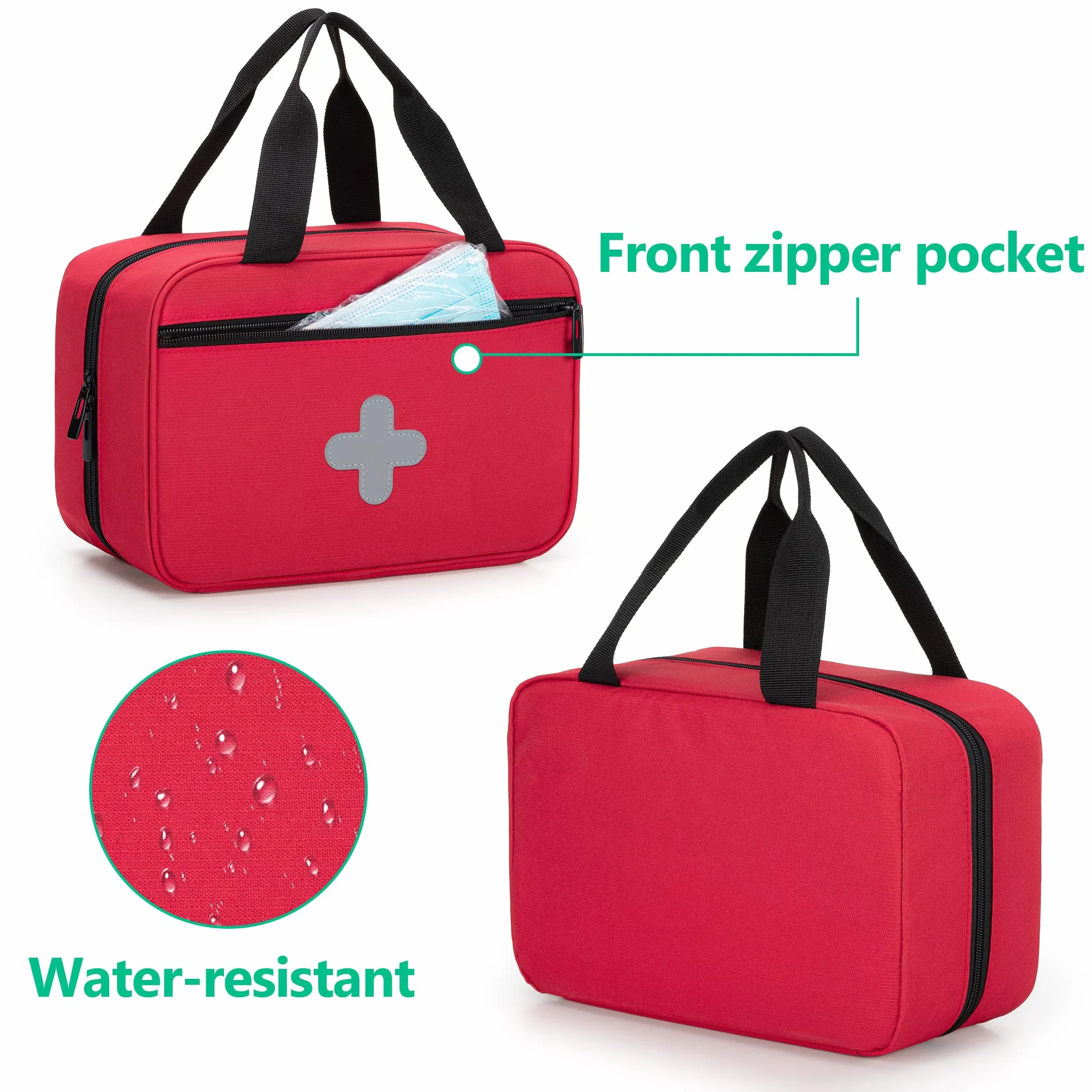 CURMIO Bolsa de Primeros Auxilios, Botiquín de Emergencia para Senderismo, Acampada, Coche, Viajes, Hogar y Exteriores, Bolsa Médica Vacía, Rojo