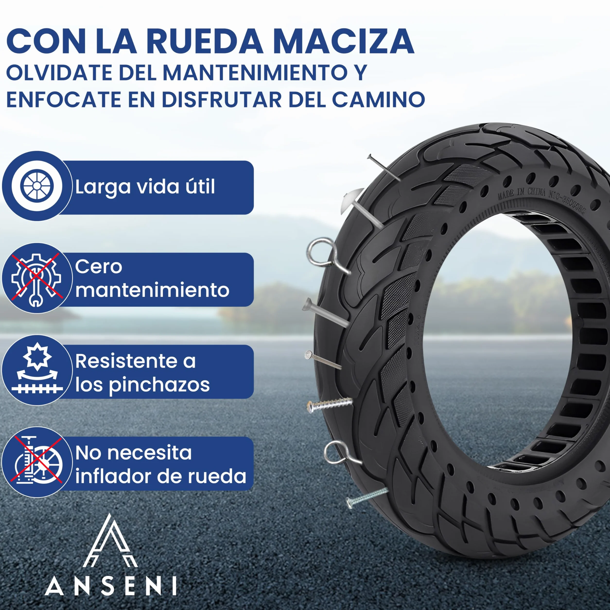 Ruedas Macizas 60/70-6.5 Neumatico 10 pulgadas 10x2.50 Rueda de Repuesto Antipinchazos para Patinete Eléctrico Segway Ninebot E3 E, Ninebot Max G30/G30D, Xiaomi 5/5 Max, Smartgyro K2 1Ud