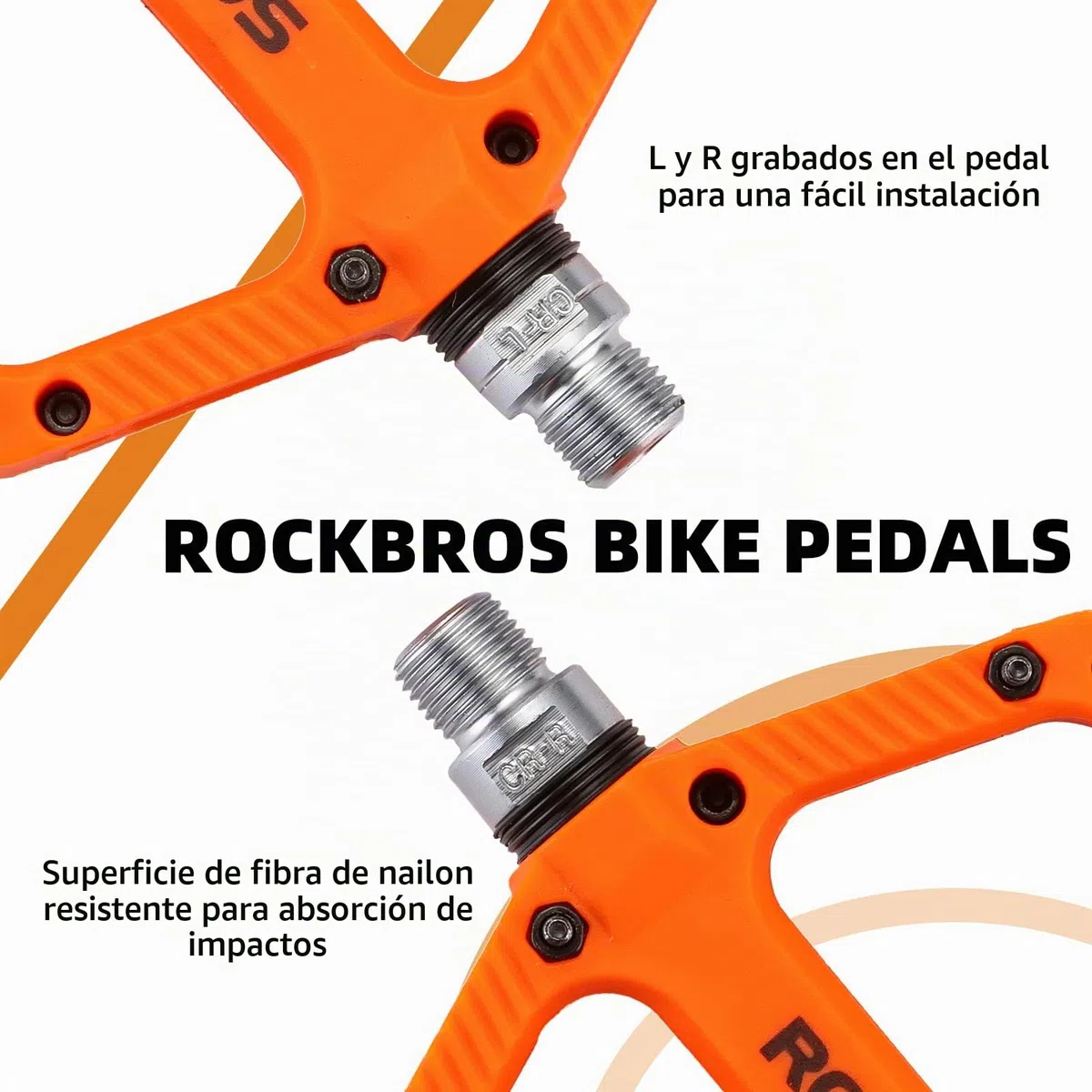 ROCKBROS Pedales Bicicleta, Pedales de Nylon para MTB BMX Bicicleta Carretera, Plataforma Grande Antideslizantes Ligeros, 9/16 Pulgadas