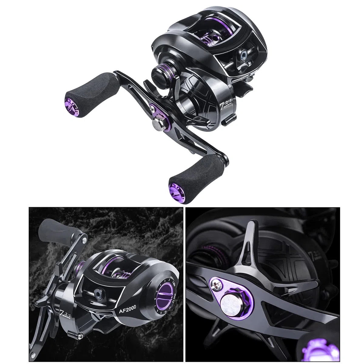 F Fityle Carrete de Pesca, Baitcaster - Sistema de Sin Costuras, Relación de Transmisión 7.2: 1, Rodamientos de de Material Acero - Zurdo