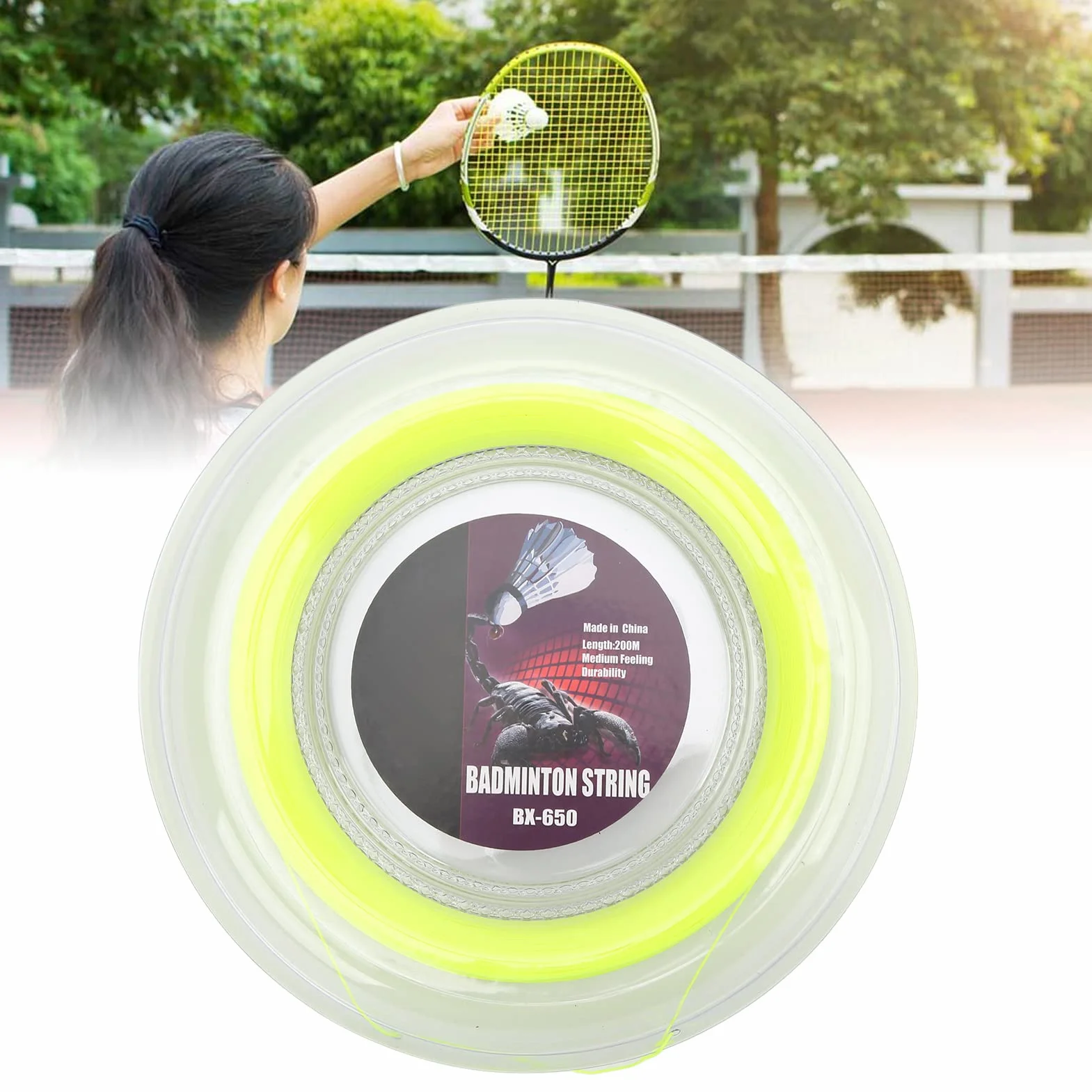 Carrete De Cuerda De Raqueta De Bádminton De 0,72mm Y 200m, Raqueta De Tenis Profesional, Hilo De Hilo De Línea Amarilla, Carrete De Alambre De Raqueta De Repuesto Para Entrenamiento Diario Amateur