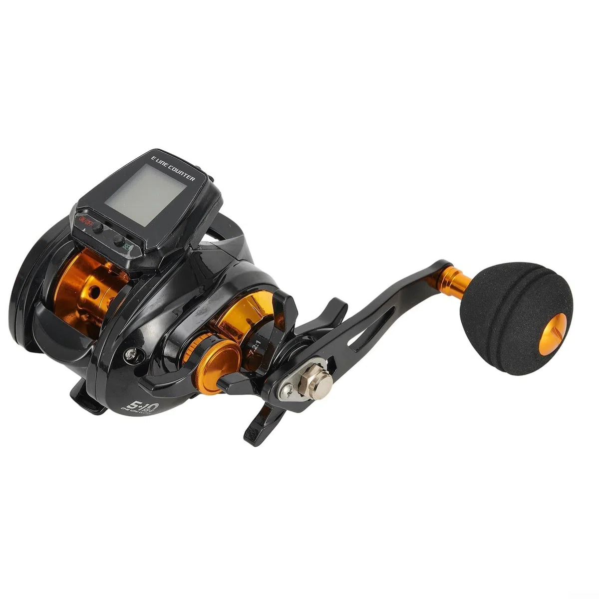 Carrete de pesca eléctrico con pantalla digital, carrete de cebo de pesca recargable, pantalla grande, contador de líneas preciso, alarma de mordida