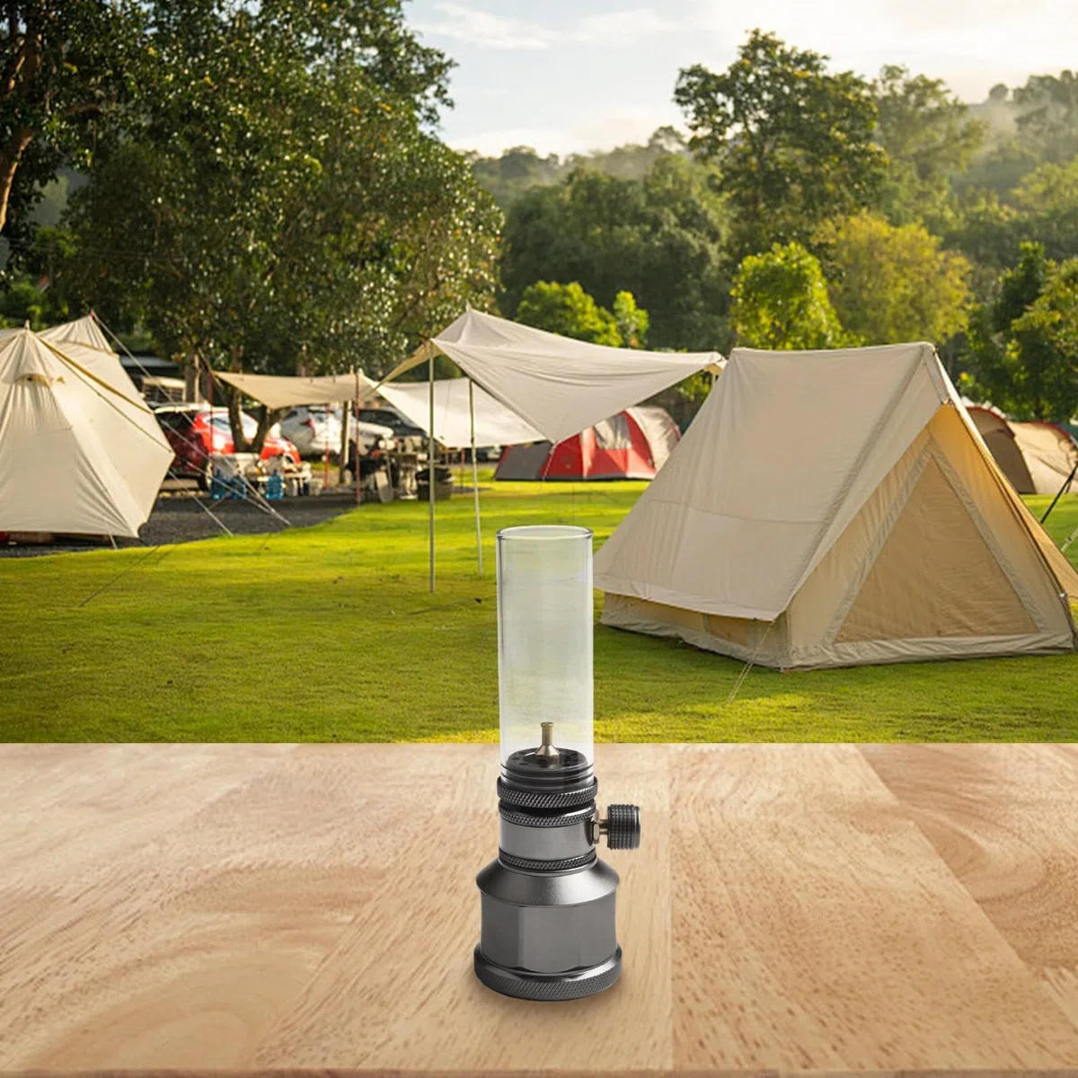 HpLive Farolillo de gas, lámpara de gas para camping, con depósito vacío y barra de extensión para tienda de campaña, senderismo y exterior, portátil para camping (linterna de gas con tanque)