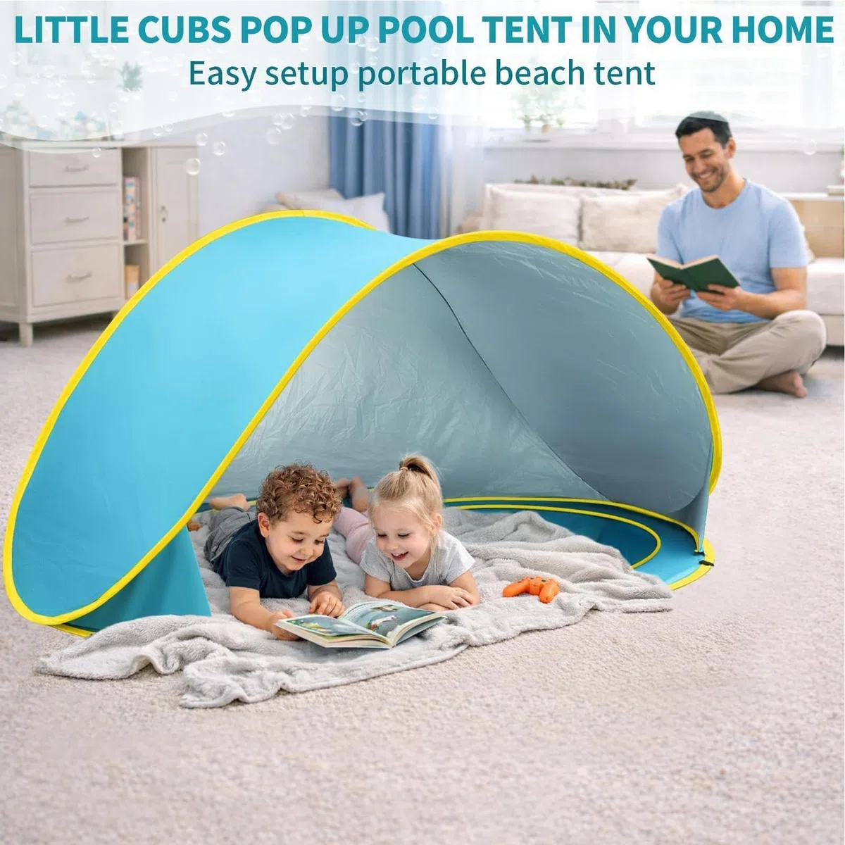 Pop-Up Kids Beach Tent with Little Pool, Child Beach Tent with Pool | UV Protection Foldable Portable Sun Shelter, For Vacation, Camping, Picnics, Garden, Park