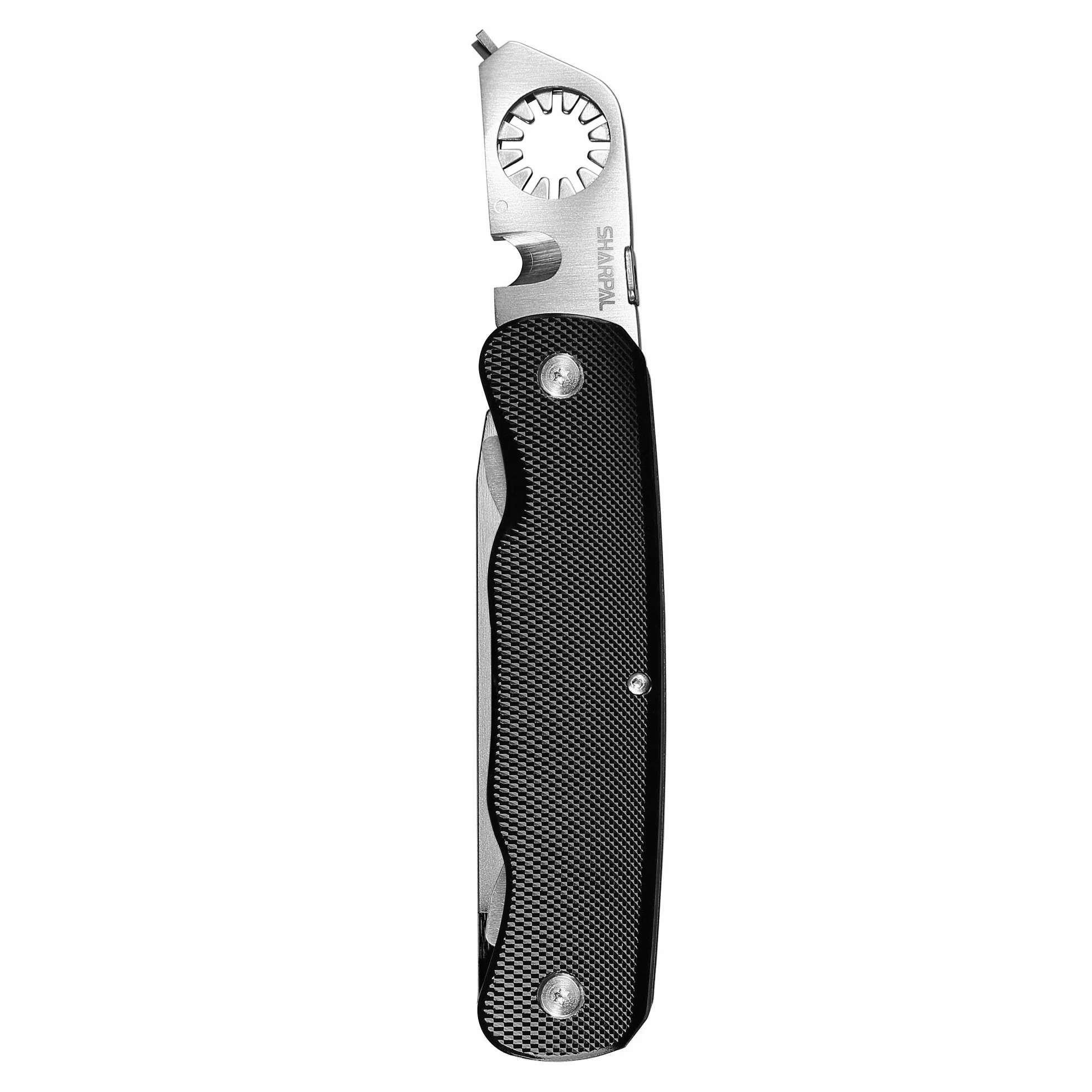 SHARPAL 179N 5 en 1 - Afilador de flechas con llave y pluma de diamante con doble grano y mango de aluminio anodizado con clip de bolsillo