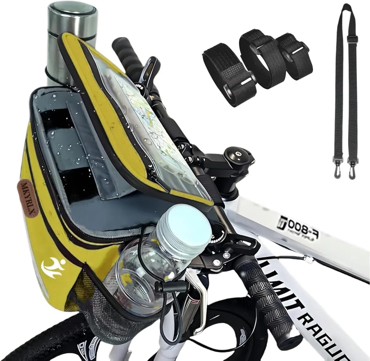 Bolsa térmica para manillar de bicicleta, 5 litros, almuerzo, resistente al agua, soporte para teléfono