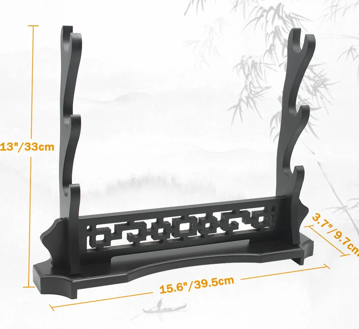 WANLIAN Espada de Mesa de Madera Maciza Samurai Gladiador Exhibición Estantería Diseño Talla Hueca 3 Tier