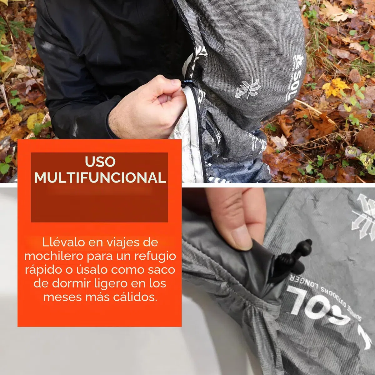 survive outdoors longer XL with Hood-Grey Sol Escape Bivvy Capucha-Gris