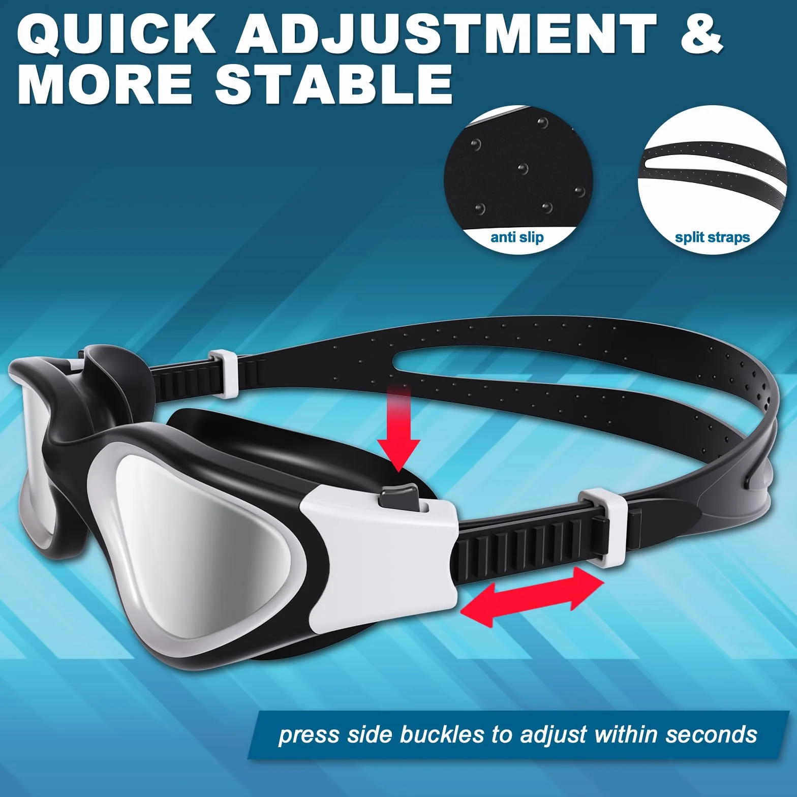 Gafas de natación polarizadas/no polarizadas, antiempañamiento UV a prueba de fugas silicona suave visión clara fáciles de ajustar para adultos y adolescentes