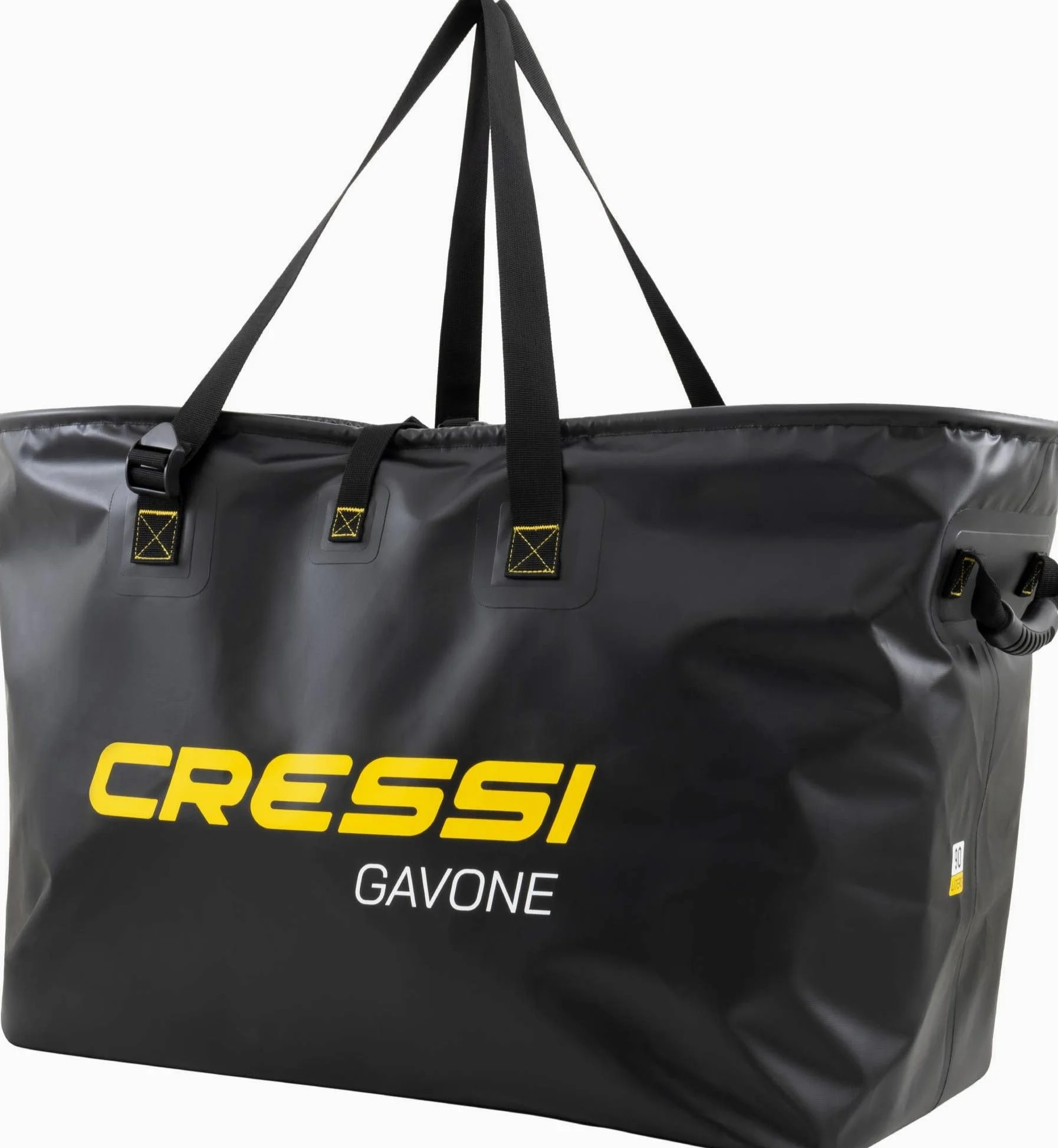 Cressi Gavone Black-Bolsa Impermeable Espaciosa de Lona de PVC Negro, Evita Que el Agua y Humedad Salgan de los Objetos Contenidos en su Interior y Mojen el Maletero del Coche, el Equipaje o el Suelo