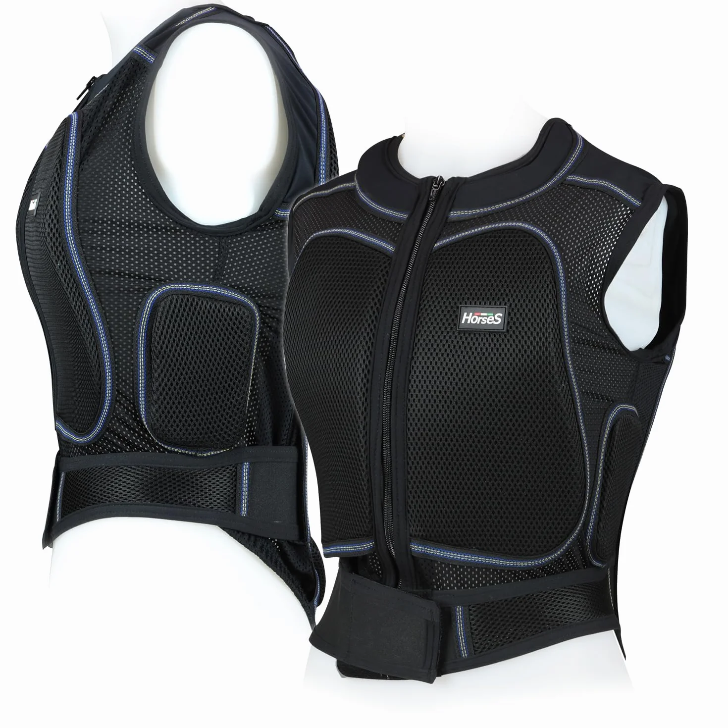 Horses Chaleco protector para caballeros y amazonas, tejido técnico con inserciones, elástico, se adapta a las formas del cuerpo