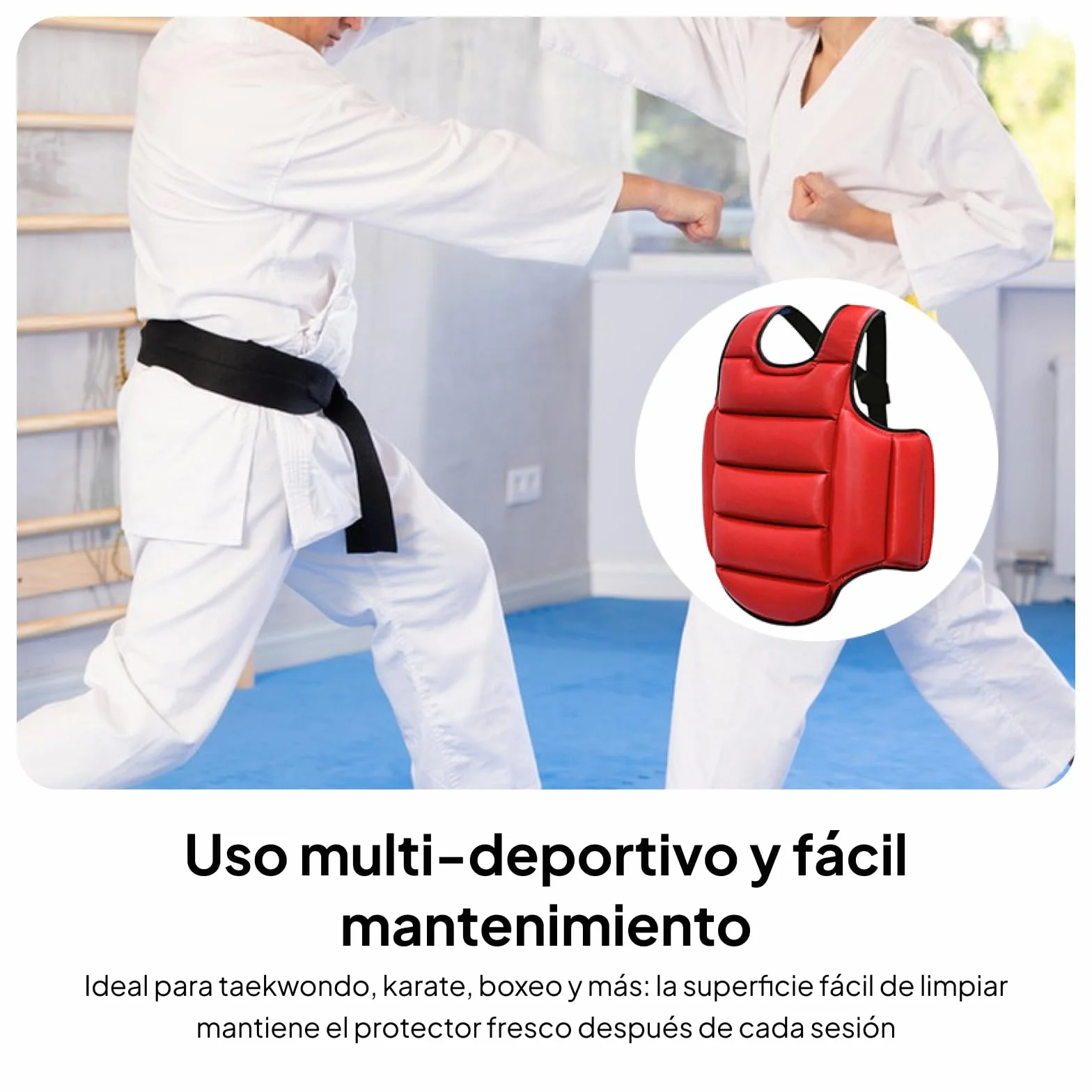Rockible Protector de Pecho de Karate, Almohadilla de Protección de Escudo Ajustable para Taekwondo MMA, Rojo Azul S