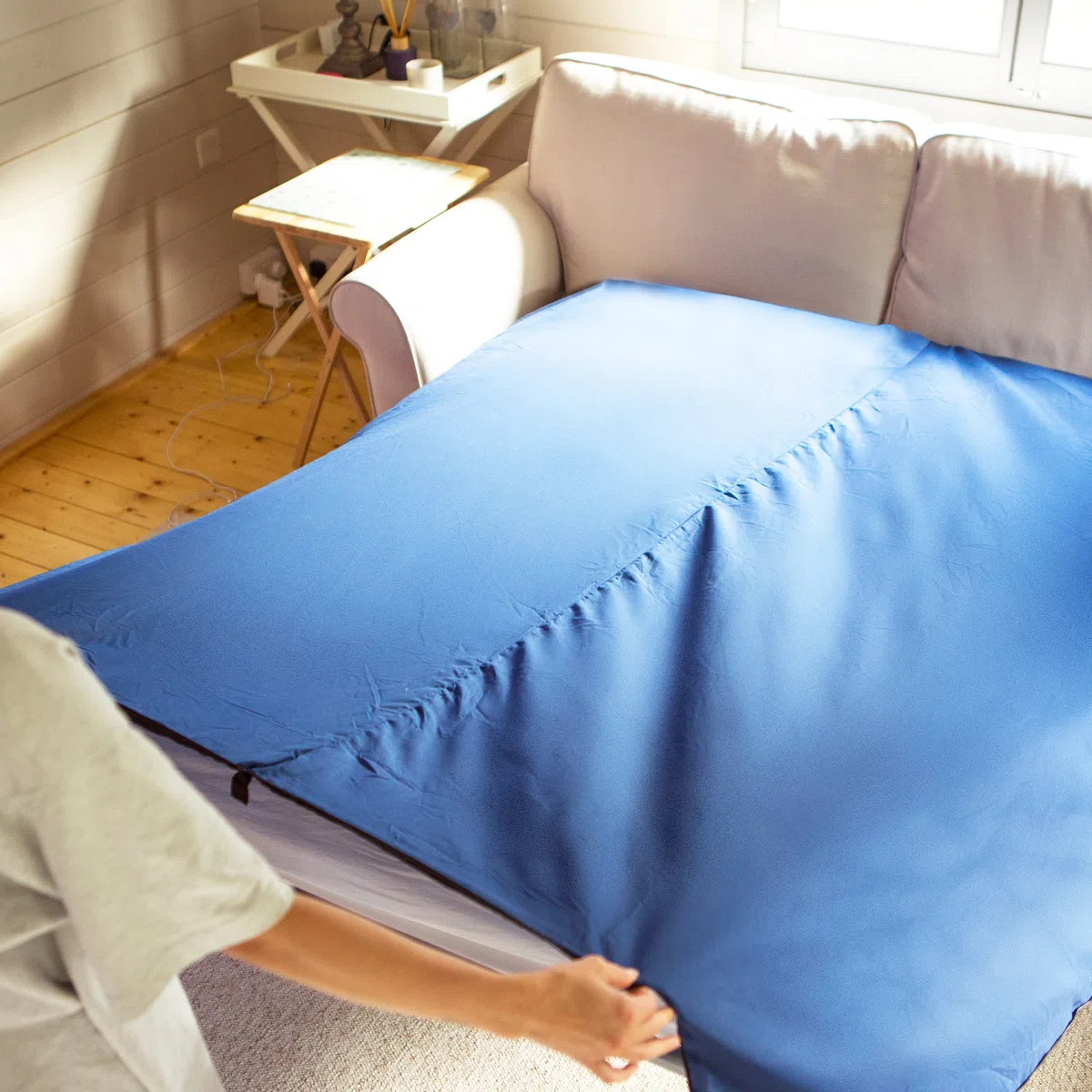MIQIO 2en1 Saco de Dormir Ligero de Algodón, Saco Sábana Ligera y Sábana de Viaje, Tamaño XL, Sabana Saco de Dormir pequeña y Compacto con Compartimiento de Almohada