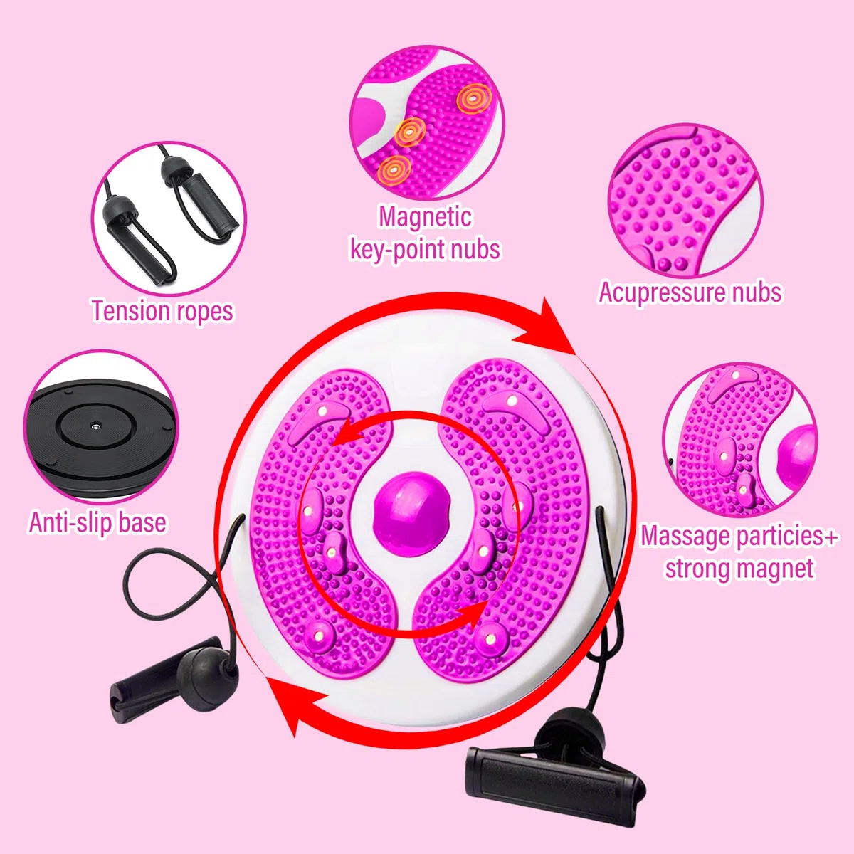 Twist Waist Disc, Twist Cintura Torsión Disc Fitness Disco Torsión Con correa de Mano Máquina de Cintura torcida Multifuncional Masaje Suela pies Disco Cintura Giratorio Para Ejercicio en casa