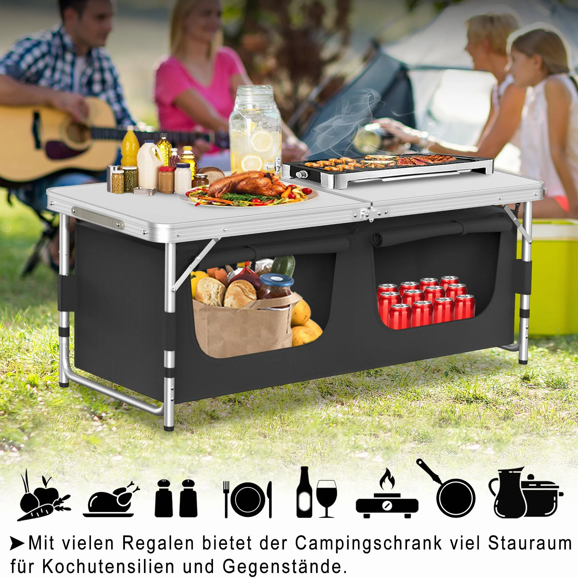 NAIZY Gabinete De Cocina para Acampar Al Aire Libre, Plegable con Panel De MDF, Telas Oxford, Bolsa De Transporte, Muebles De Camping