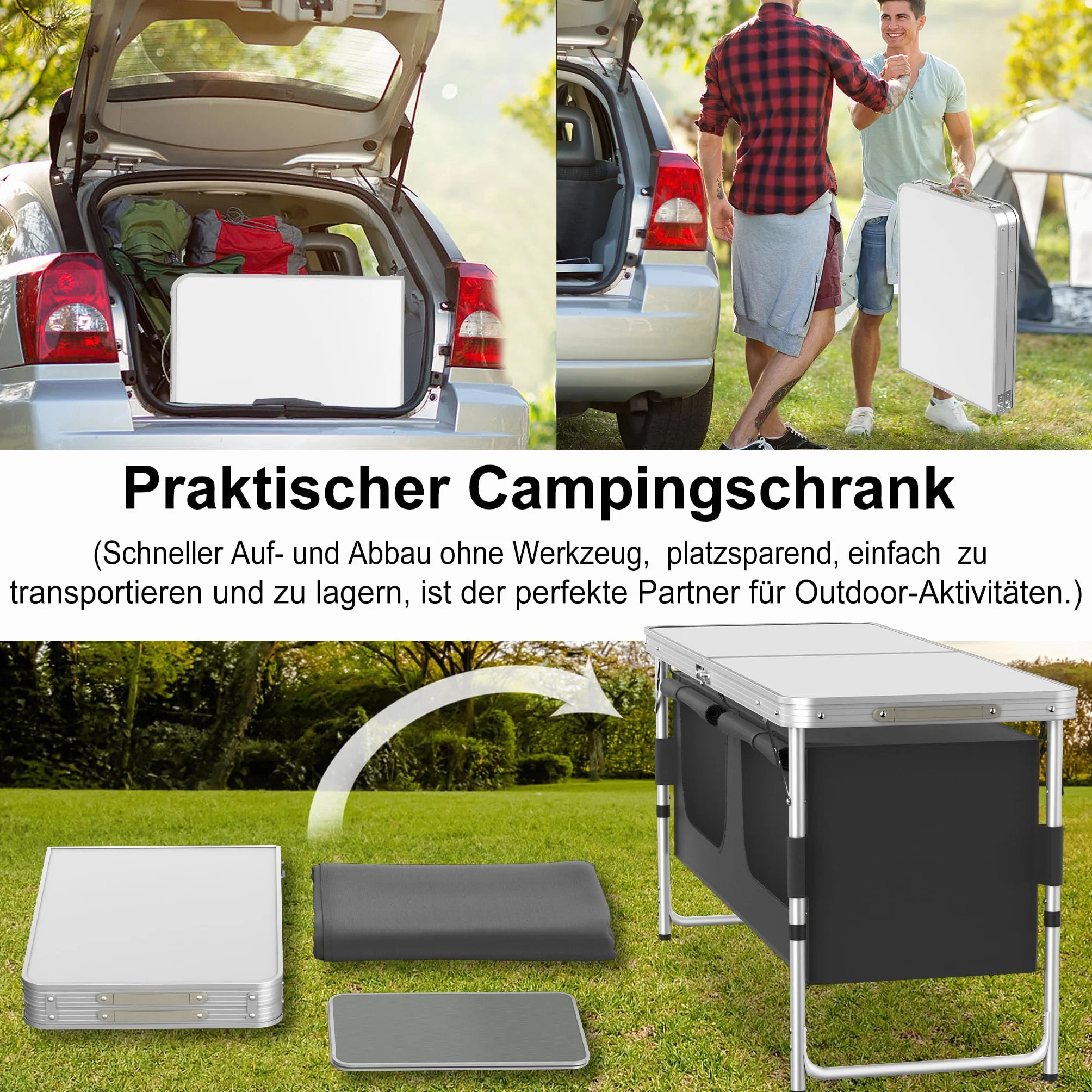 NAIZY Gabinete De Cocina para Acampar Al Aire Libre, Plegable con Panel De MDF, Telas Oxford, Bolsa De Transporte, Muebles De Camping