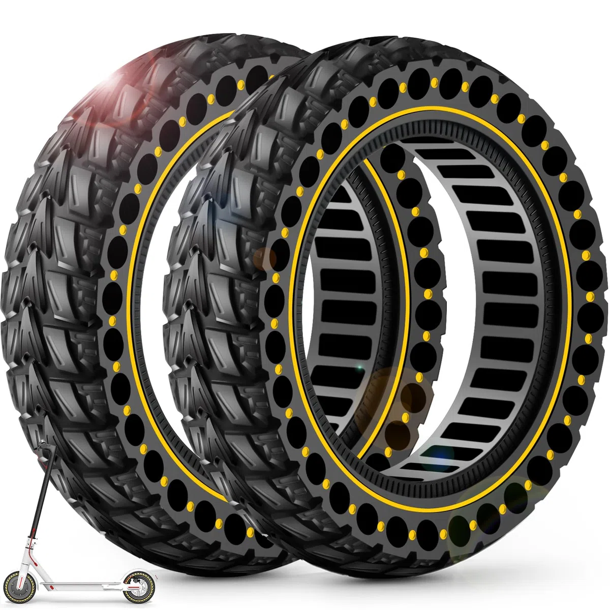 BANGTING 2PCS 60/70-6.5 Ruedas Macizas para Patinete Electrico, 10x2.5 Pulgadas Neumáticos de Reemplazo, 10x2.50-6.5 Rueda Para Segway Ninebot Max G2/G30/G30D/G30E/G30E/G30LP/G30D II/G30 Max