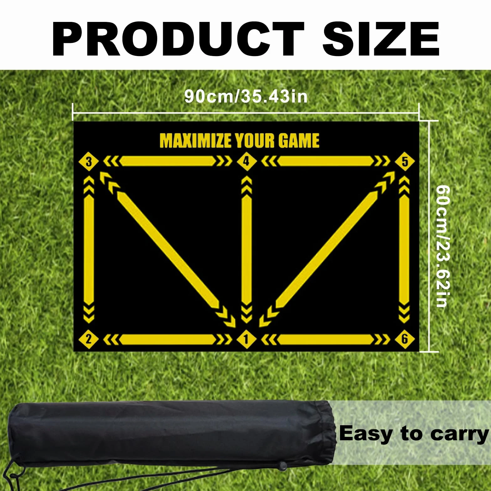 Soccer Training Mat XL 90x60cm for Dribble Ball Control Footwork