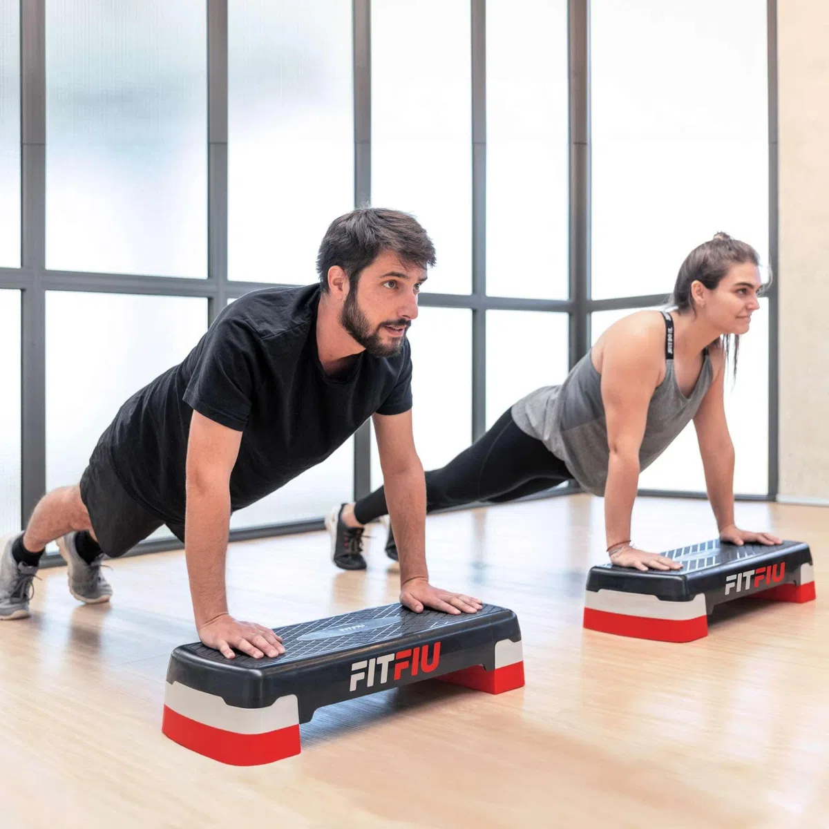 FITFIU Fitness PS-150 - Plataforma Step regulable en 2 alturas, base antideslizante, ejercicio cardio, aerobic y fitness en casa, peso máx. usuario 120kg